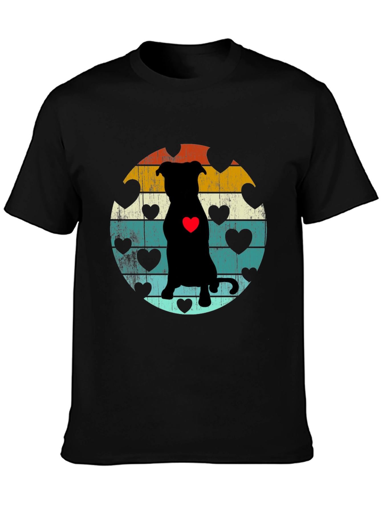 Black Retro Dog Lover T-Shirt view 3