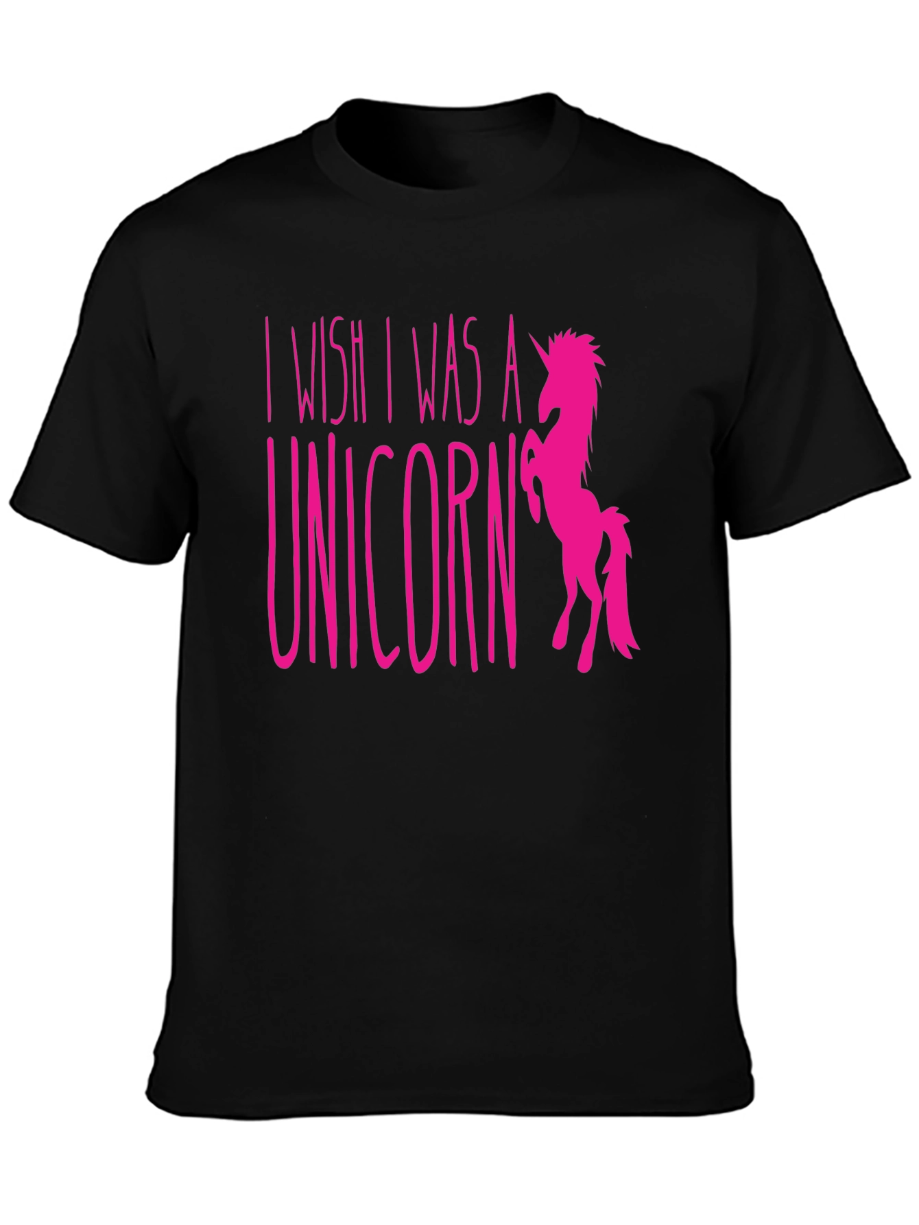 Black I Wish I Was a Unicorn Graphic T-Shirt view 3