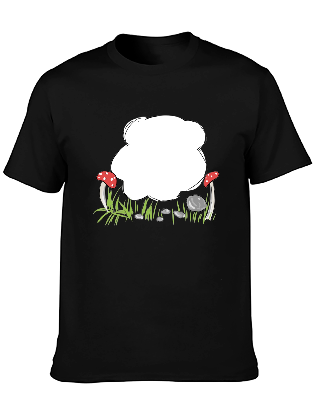 Black Mushroom Patch Graphic Black T-Shirt view 3