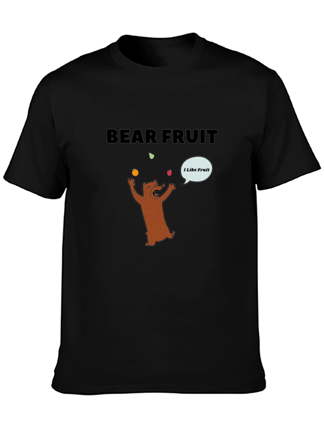 Black Bear Fruit Graphic Tee - Funny Cartoon Bear Design view 3