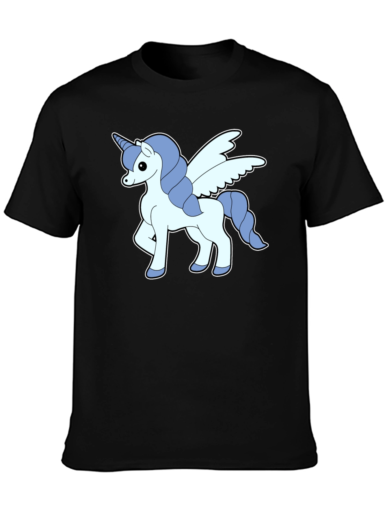Black Unicorn Pegasus Graphic Tee - Men's Black T-Shirt view 3