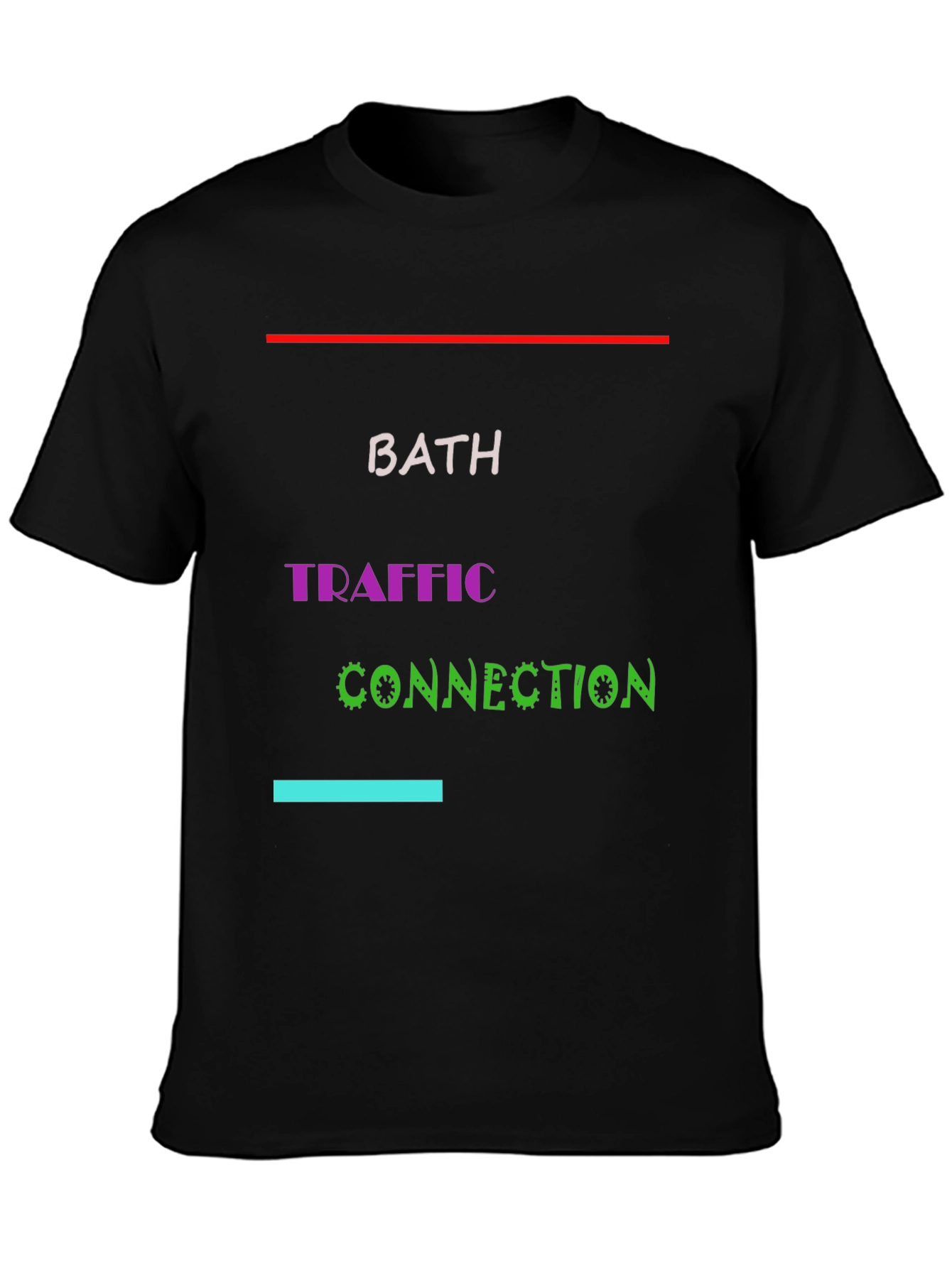 Black Bath Traffic Connection T-Shirt - Unique Graphic Tee view 3