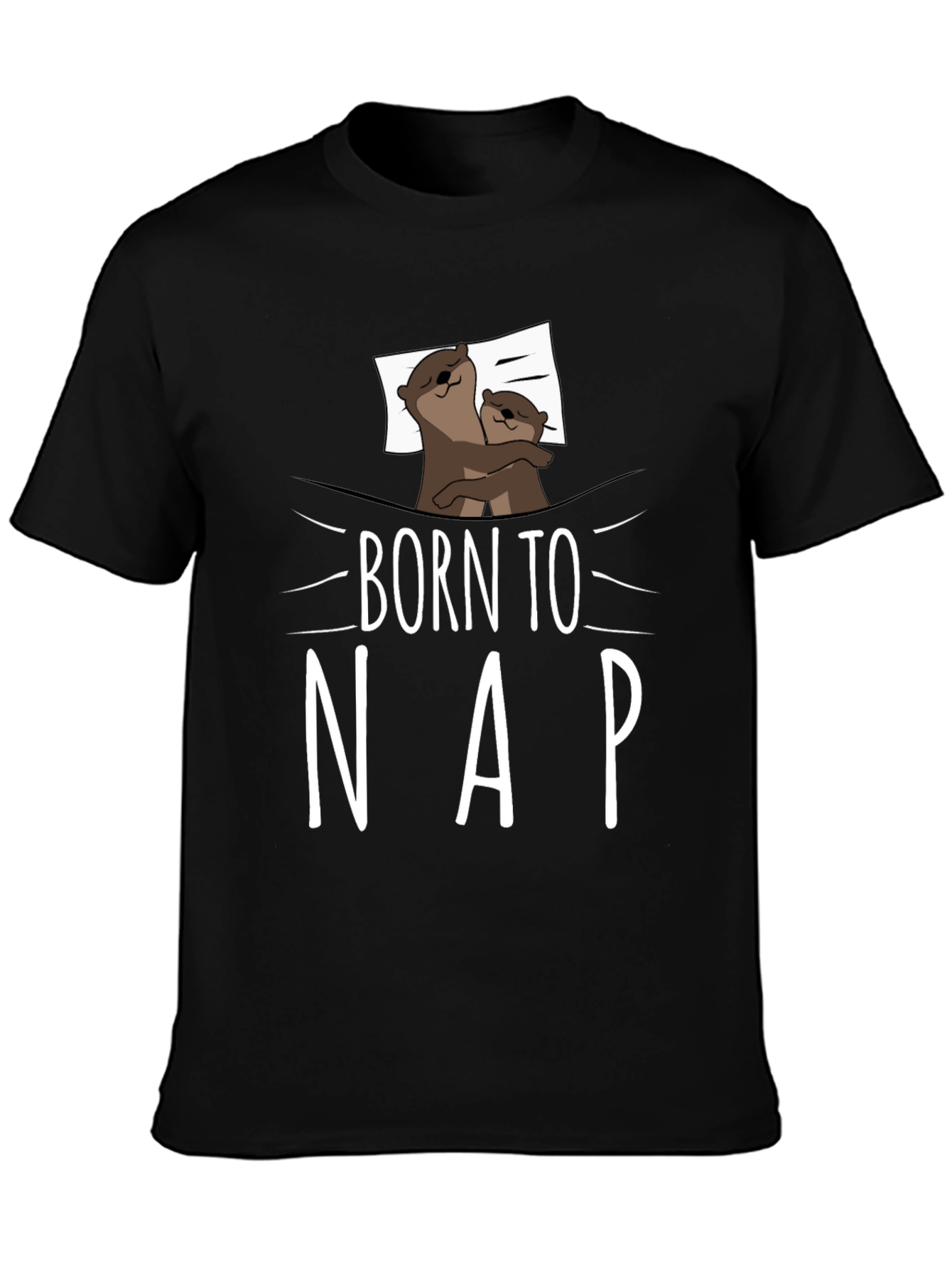 Black Born to Nap Otter Graphic Tee - Comfort Black T-Shirt view 3
