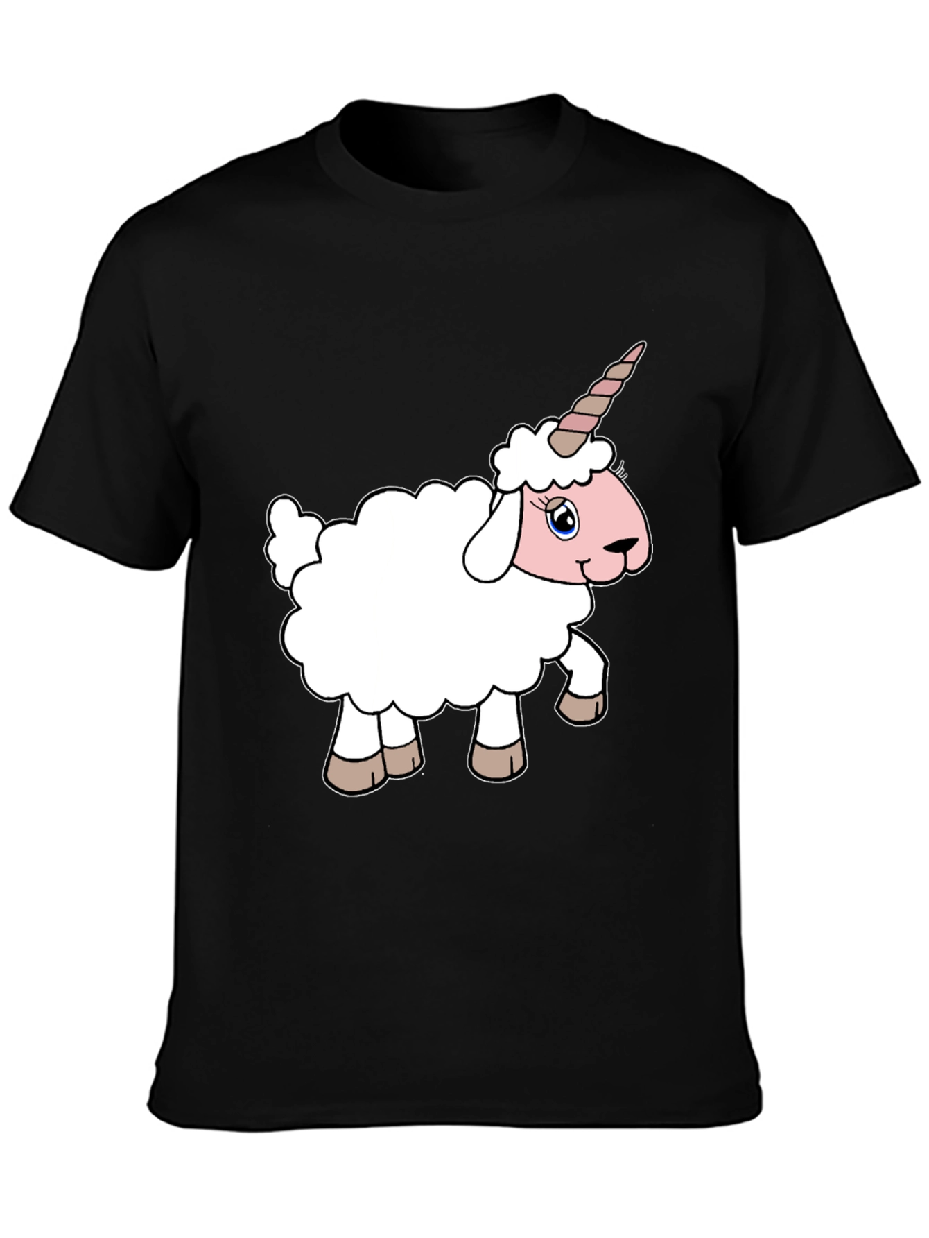 Black Unicorn Sheep Graphic Tee - Black Cotton T-Shirt view 3
