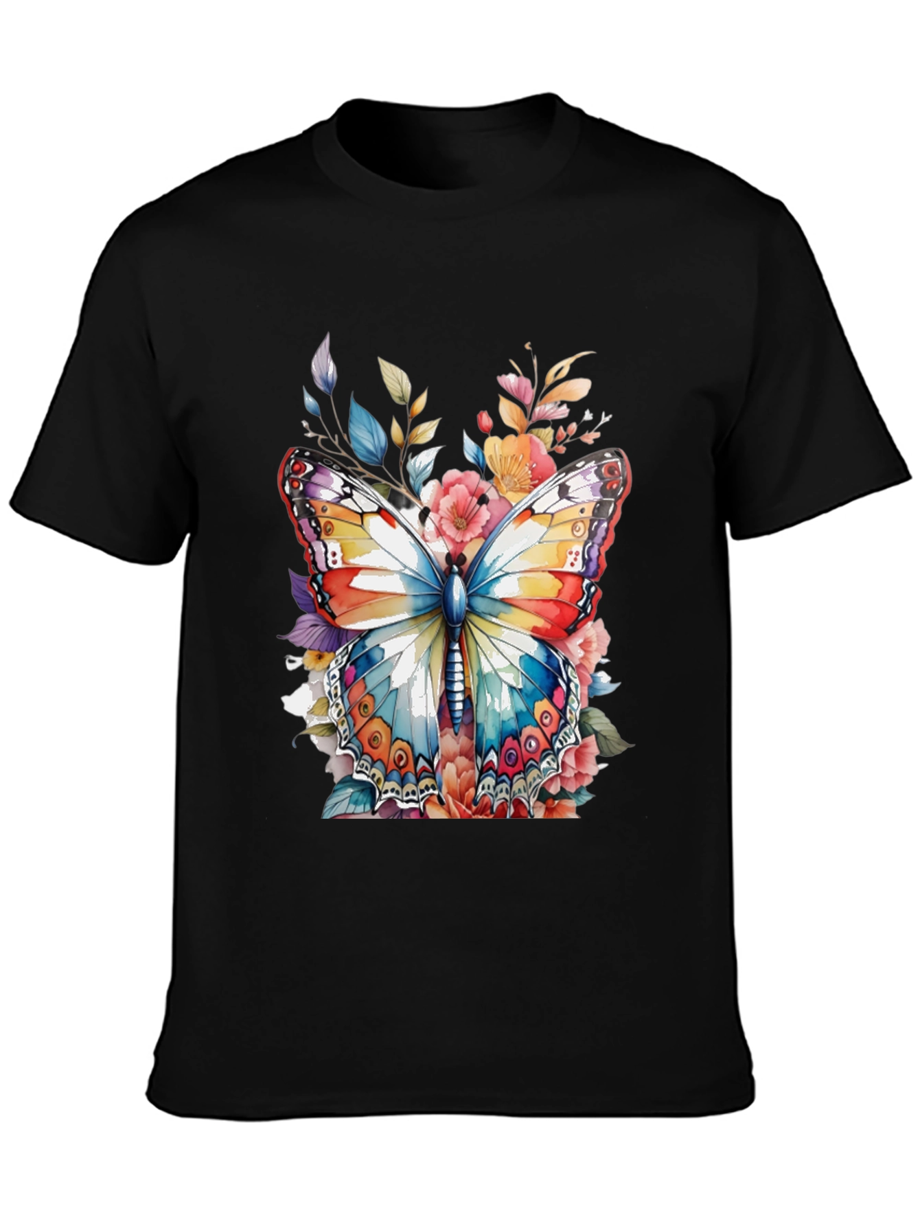 Black Butterfly Floral Graphic Tee view 3