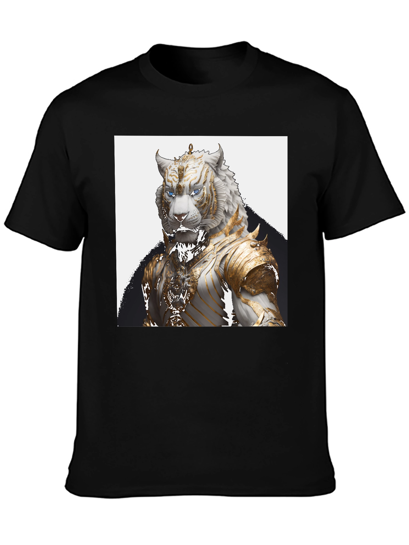 Black Tiger Warrior Graphic Tee - Premium Black Cotton T-Shirt view 3