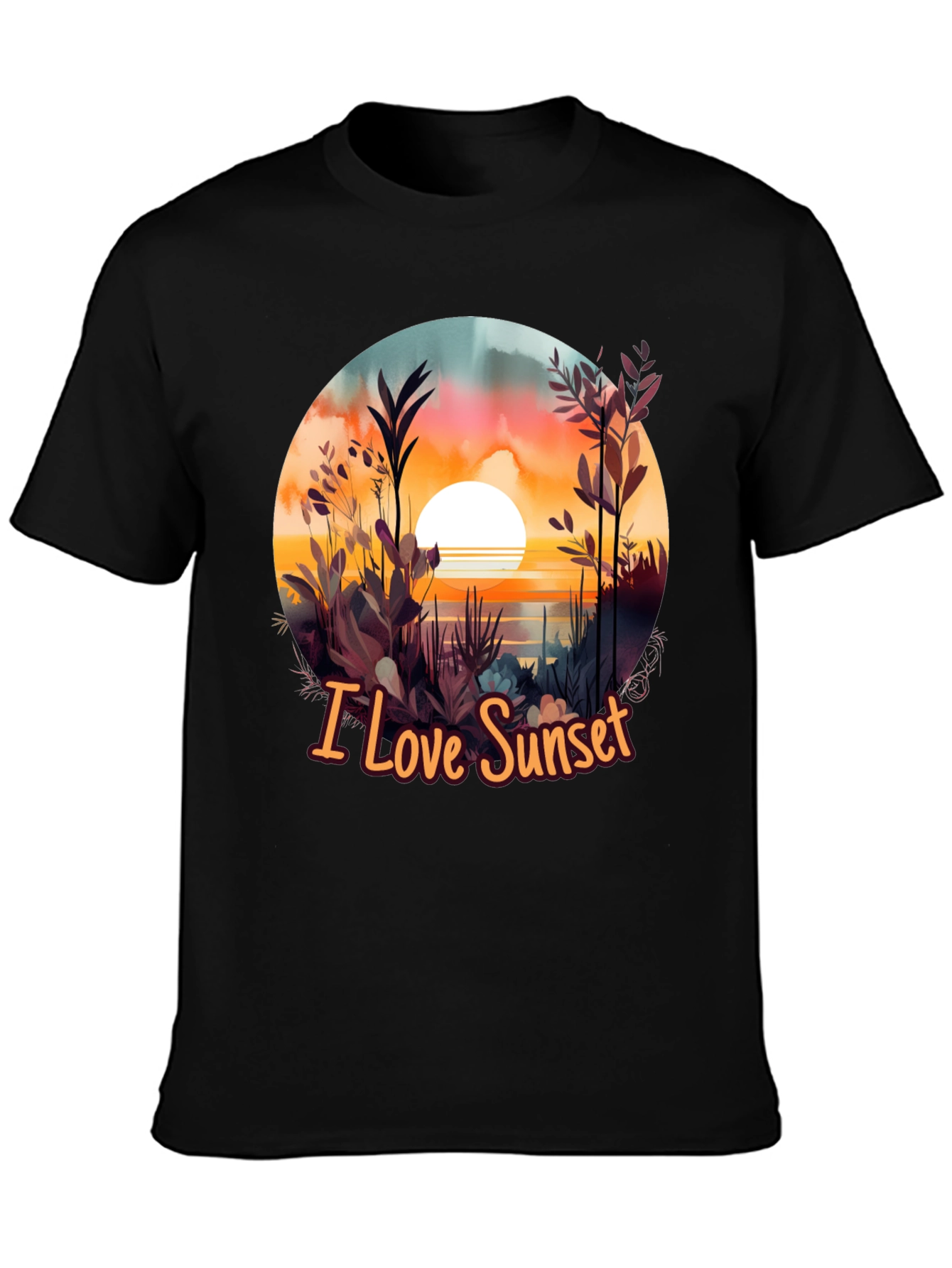 Black I Love Sunset Graphic Tee - Black view 3