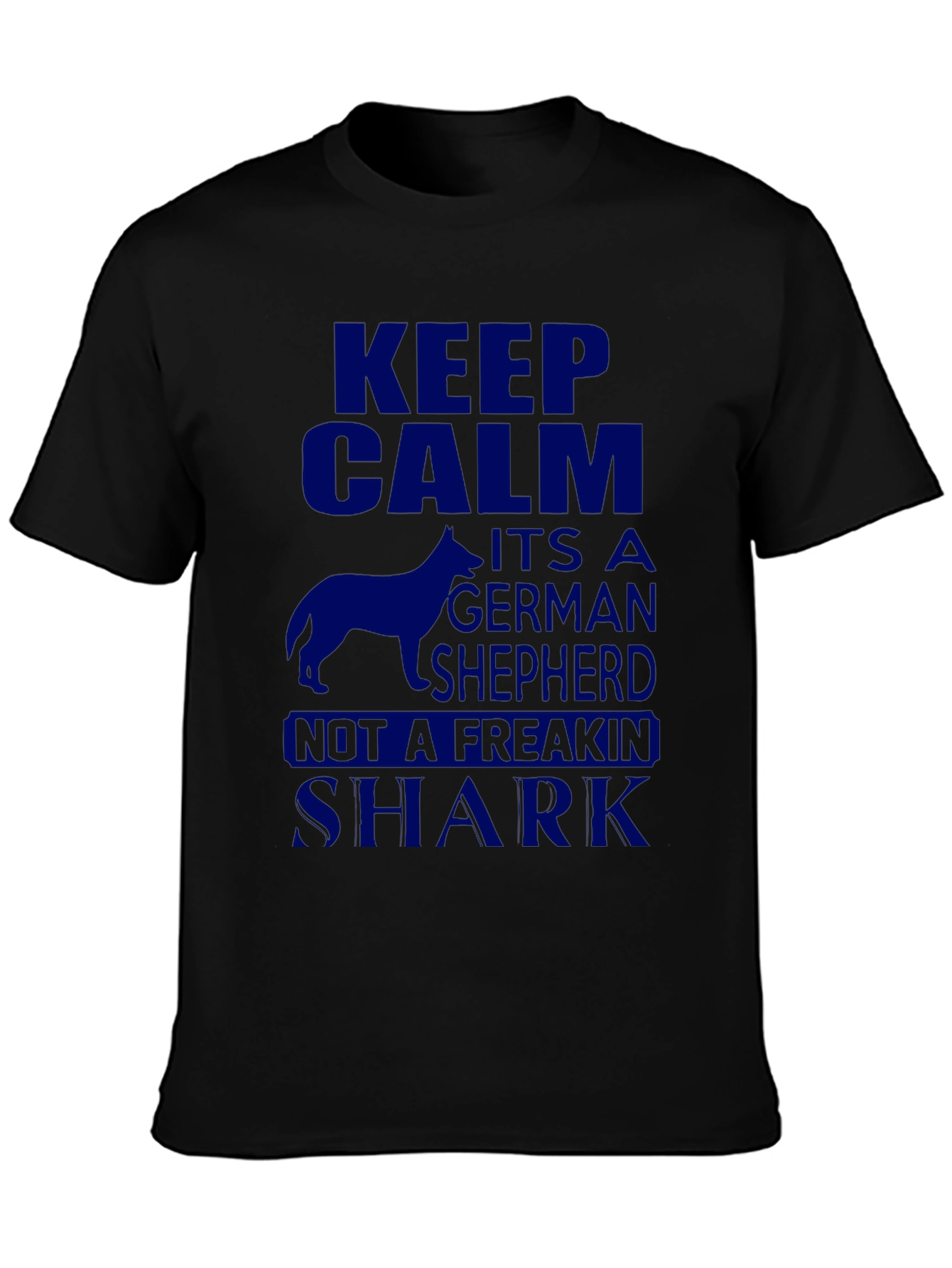 Black Keep Calm German Shepherd Novelty T-Shirt view 3