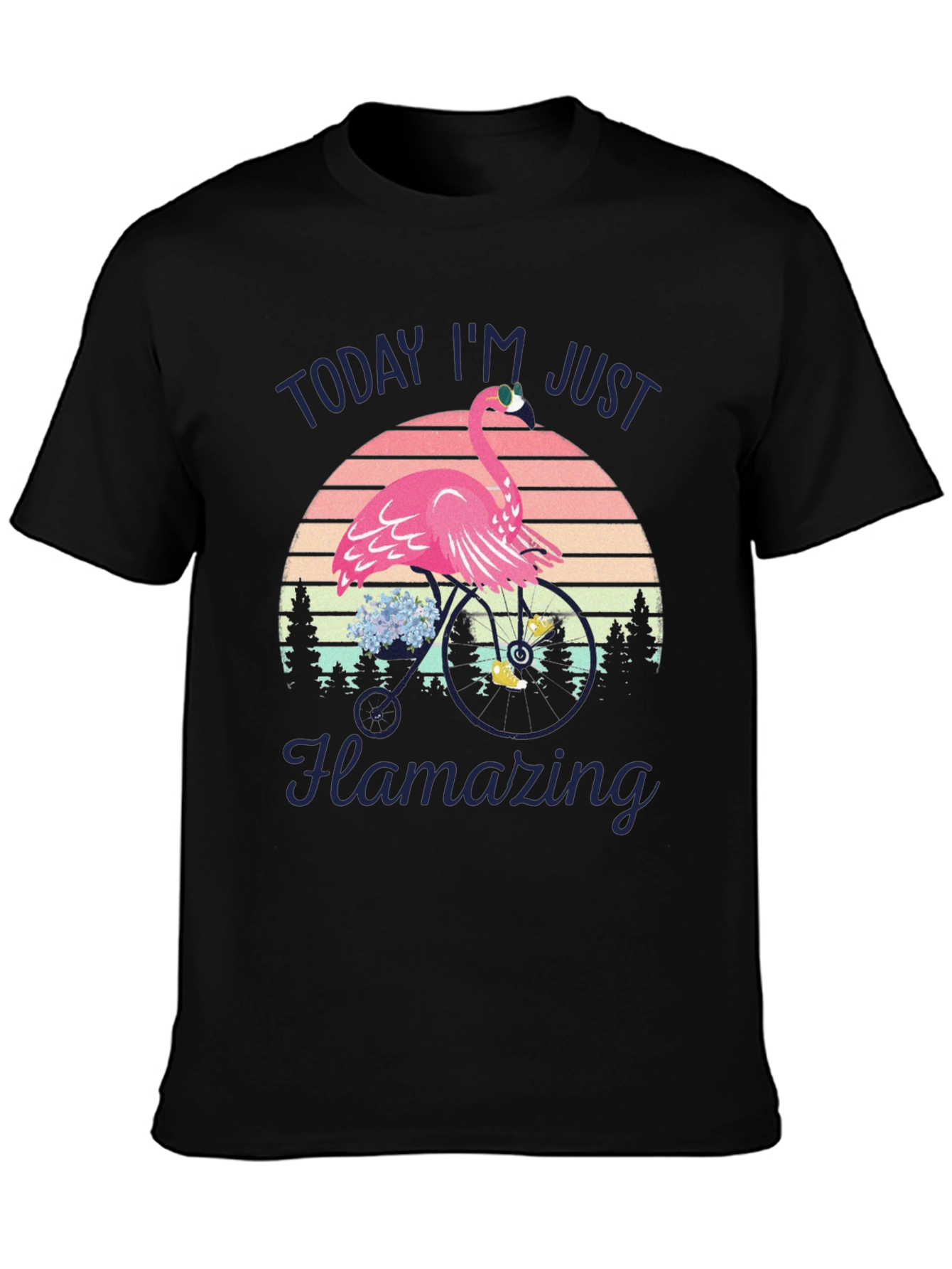 Black Flamazing Flamingo on Bike T-Shirt - Quirky Graphic Tee view 3