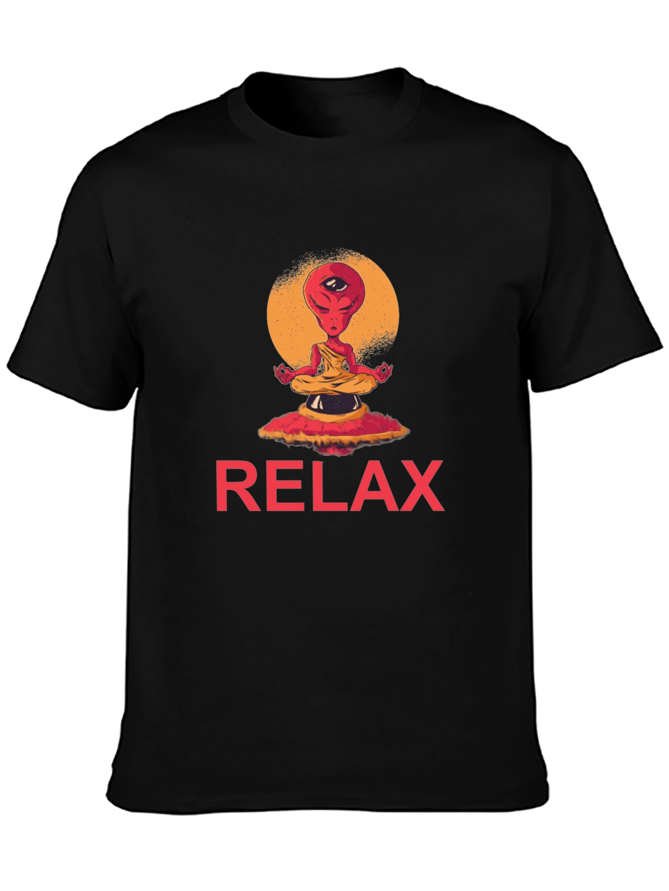 Black Relax Alien Meditation Graphic Tee view 3