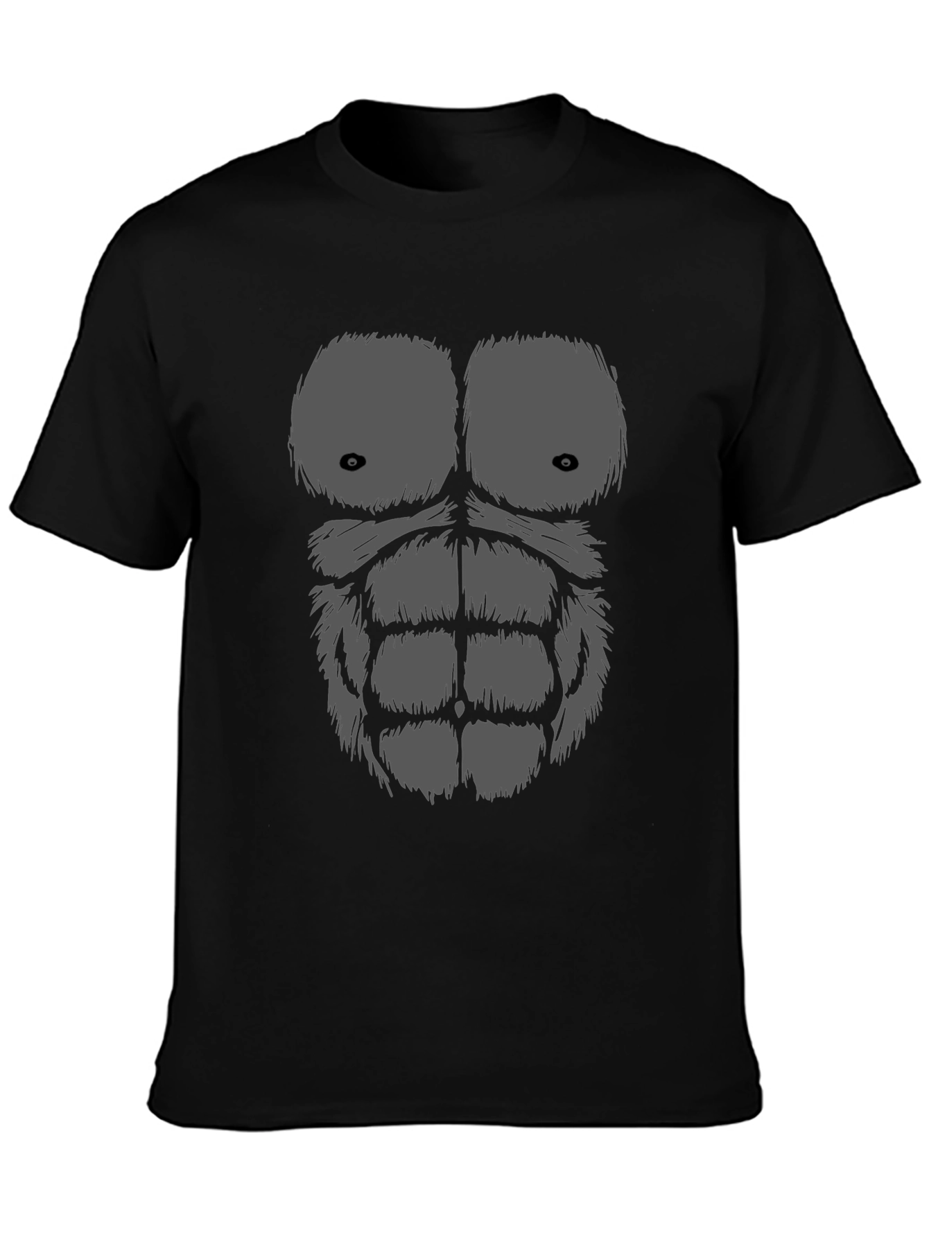 Black Funny Gorilla Chest Graphic T-Shirt view 3