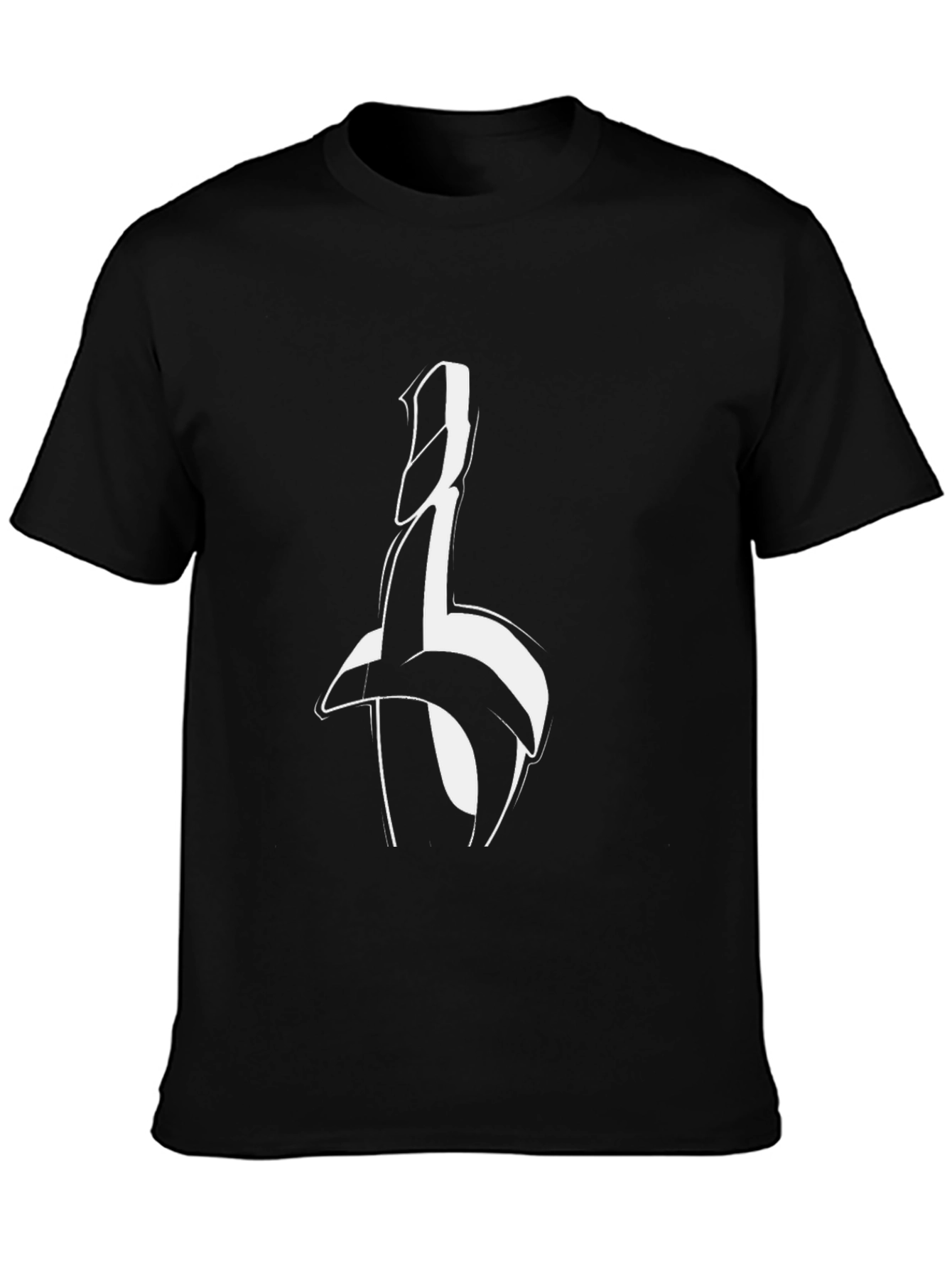 Black Abstract Graphic Print Crew Neck T-Shirt view 3