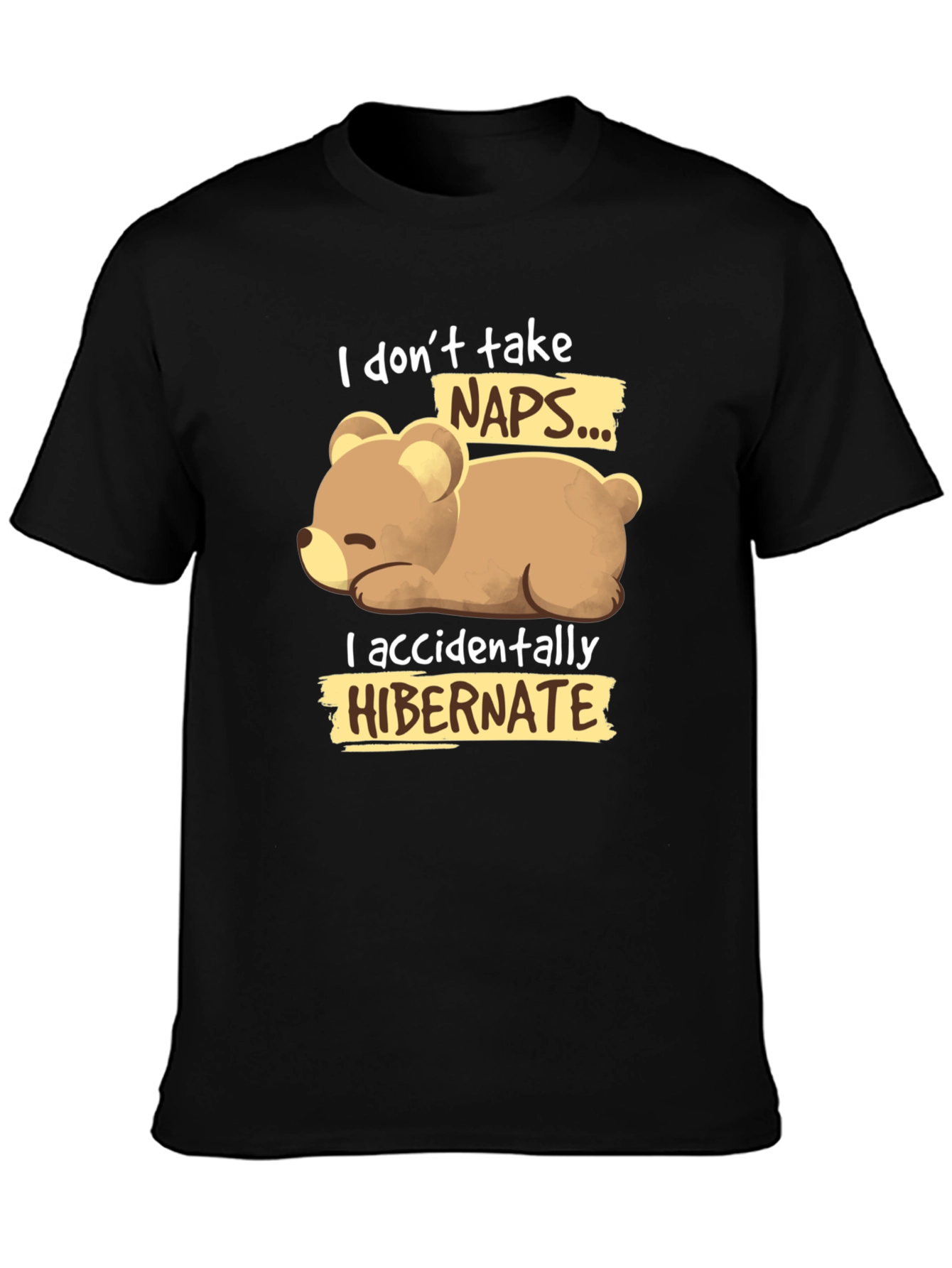 Black Funny Bear Hibernation T-Shirt - Novelty Sleep Tee view 3
