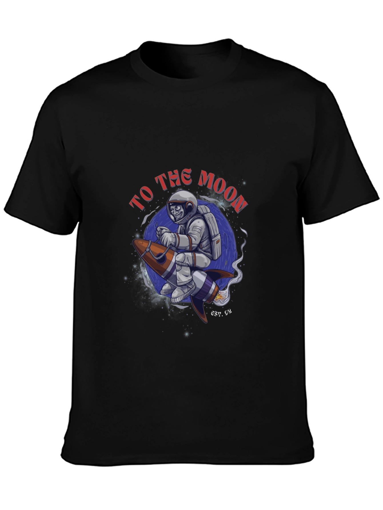 Black To the Moon Astronaut Black T-Shirt view 3