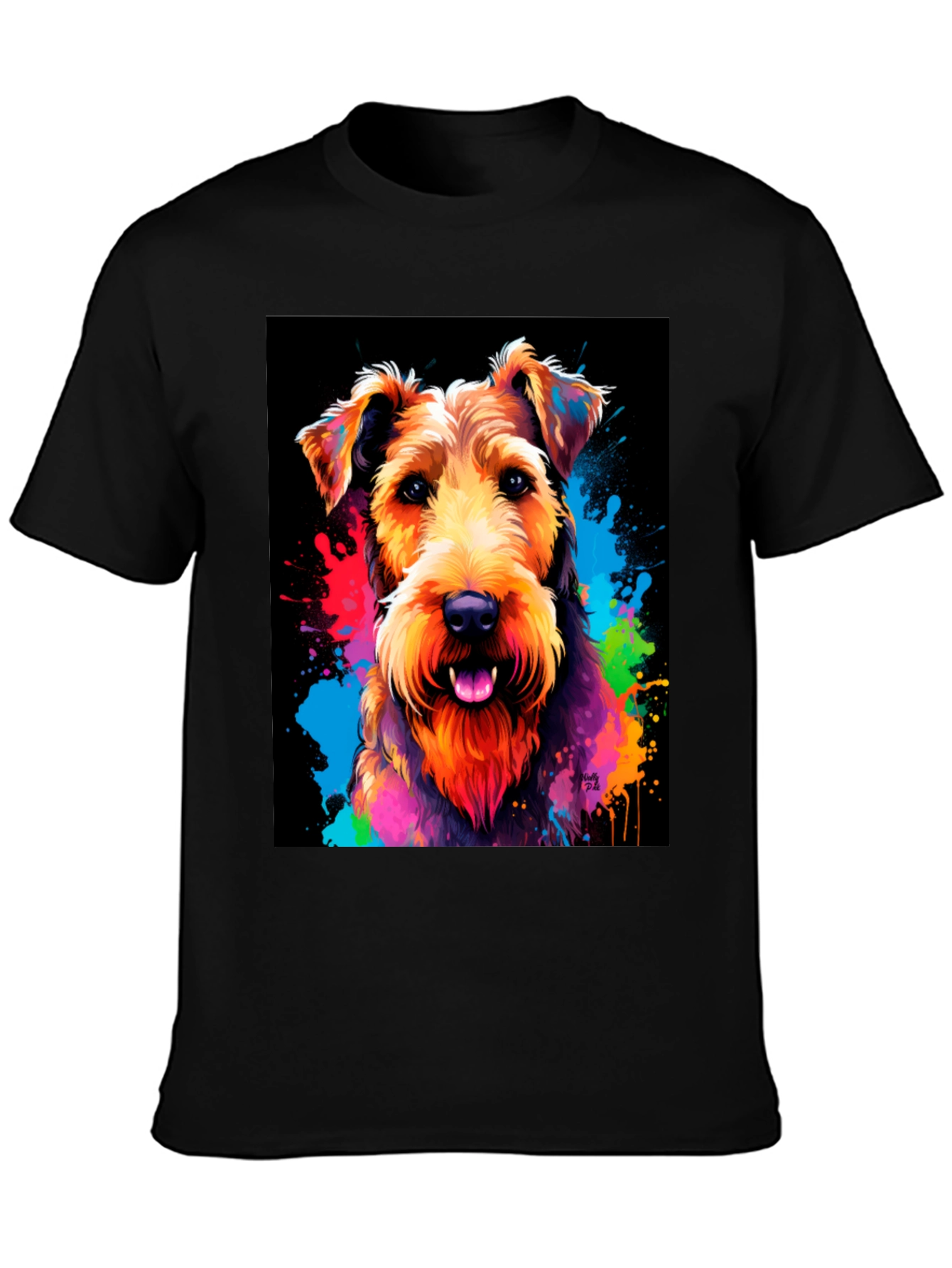 Black Colorful Dog Graphic T-Shirt view 3