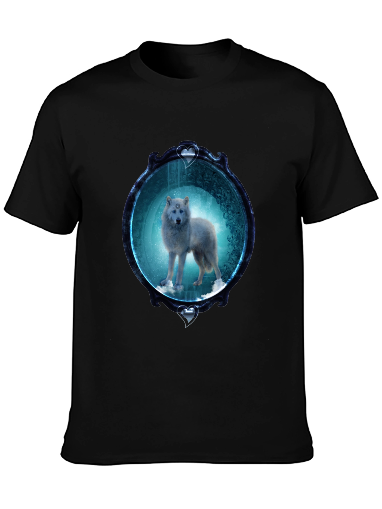 Black Wolf in Mirror Graphic Tee - Black view 3