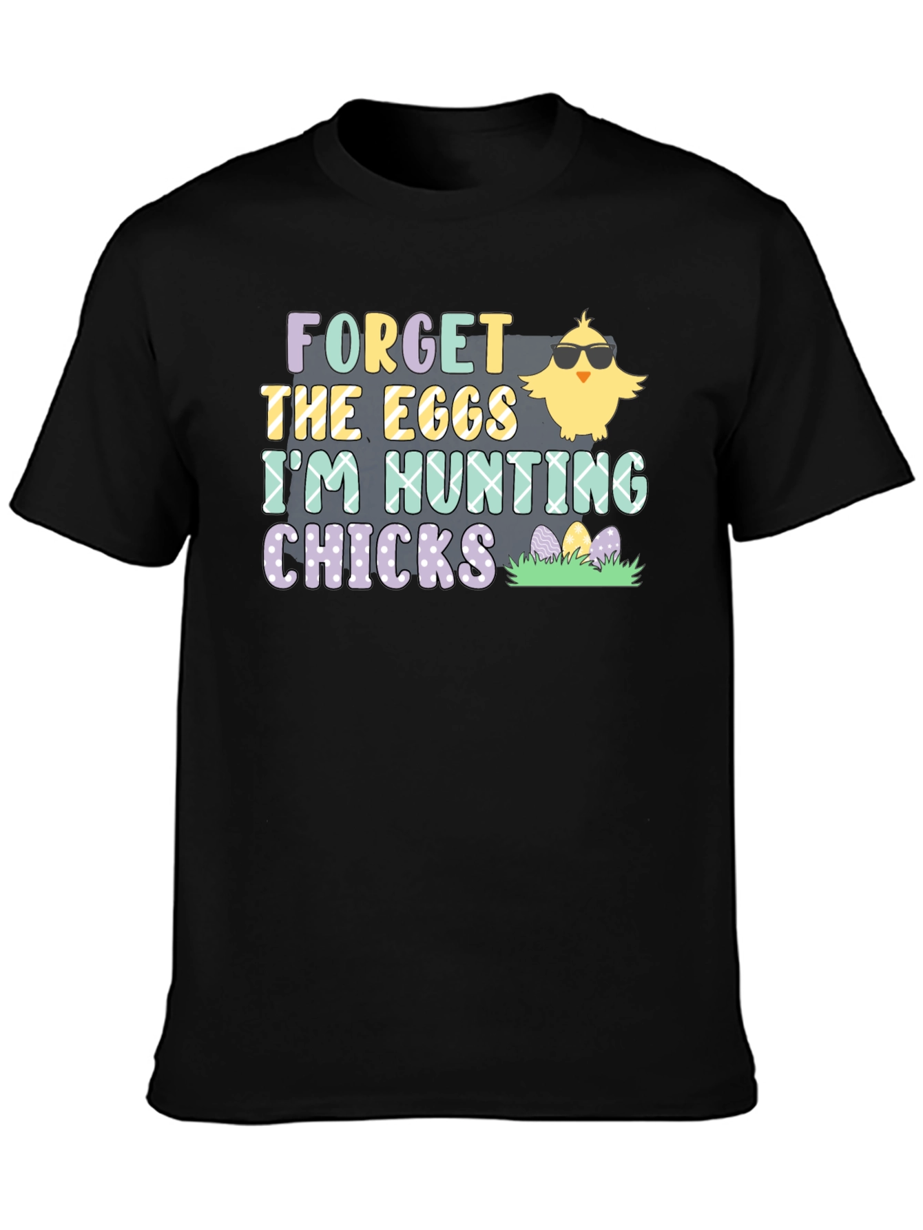 Black Forget The Eggs T-Shirt - I'm Hunting Chicks view 3