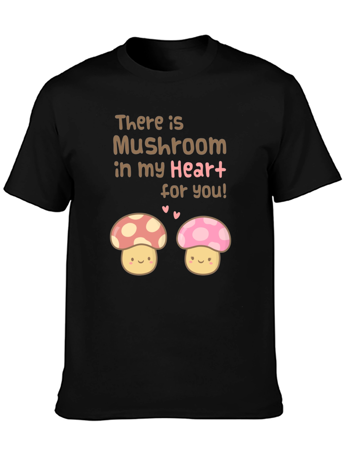 Black Mushroom Heart Graphic T-Shirt - Cute Kawaii Style view 3