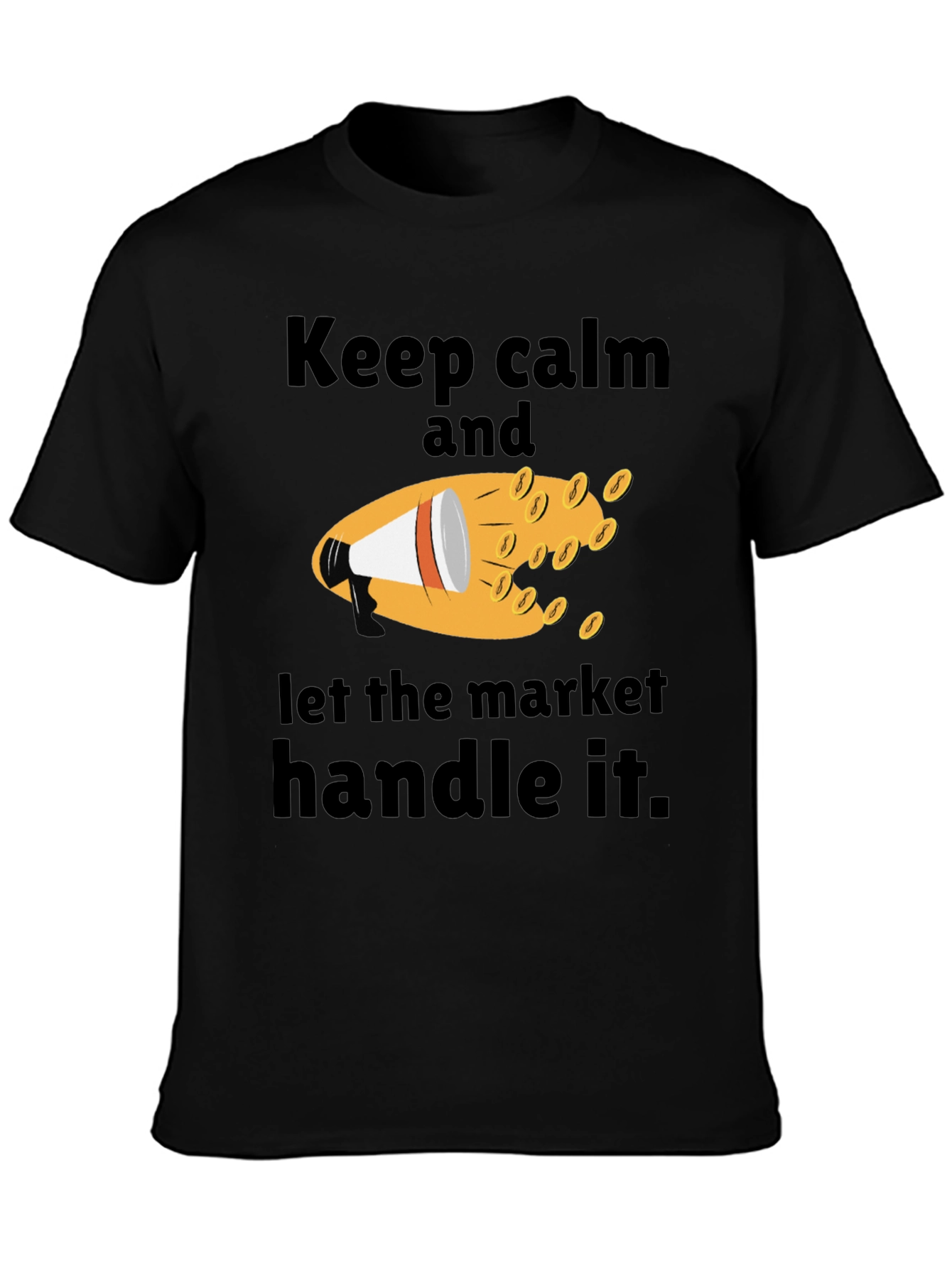 Black Keep Calm Market Handle Black Graphic Tee view 3