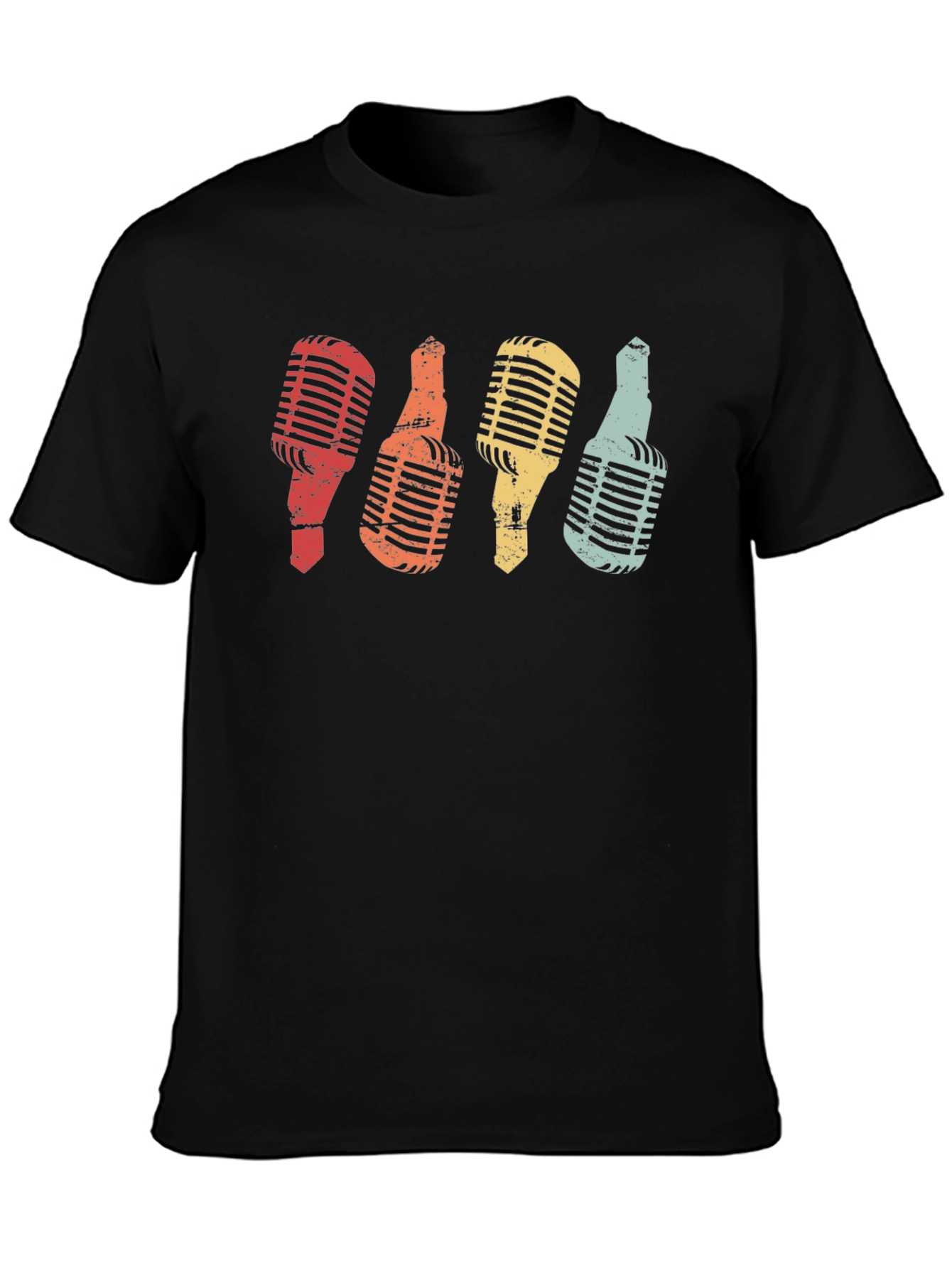 Black Retro Microphone Graphic Tee - Classic Vocalist Style view 3