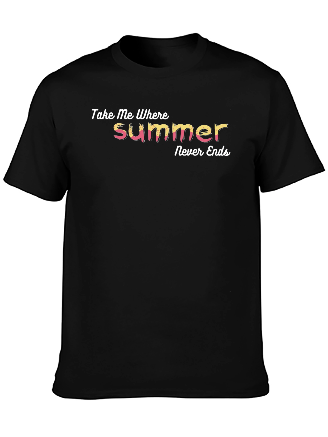 Black Take Me Where Summer Never Ends Black Graphic T-Shirt view 3