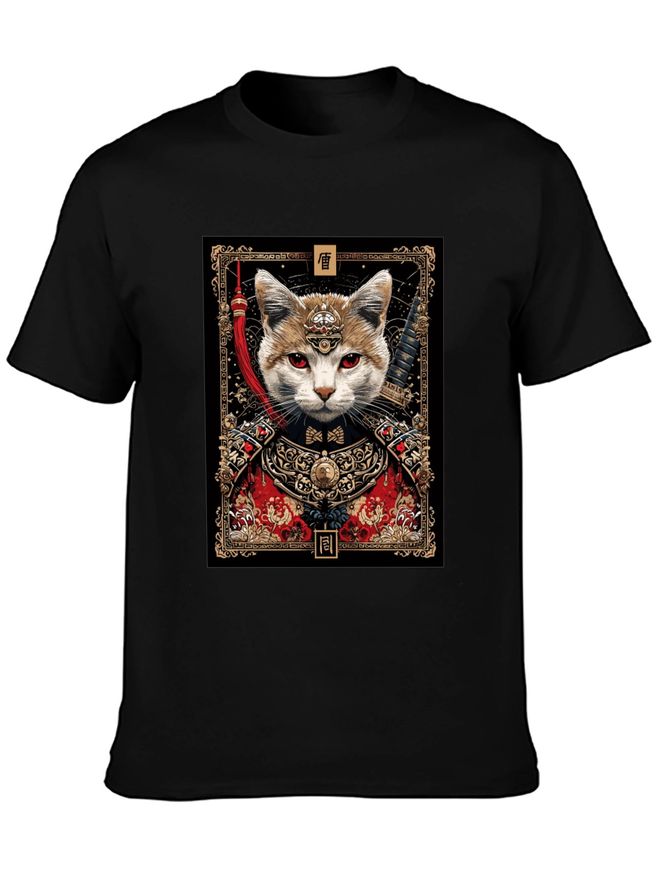 Black Samurai Cat Graphic Tee - Unique Design view 3