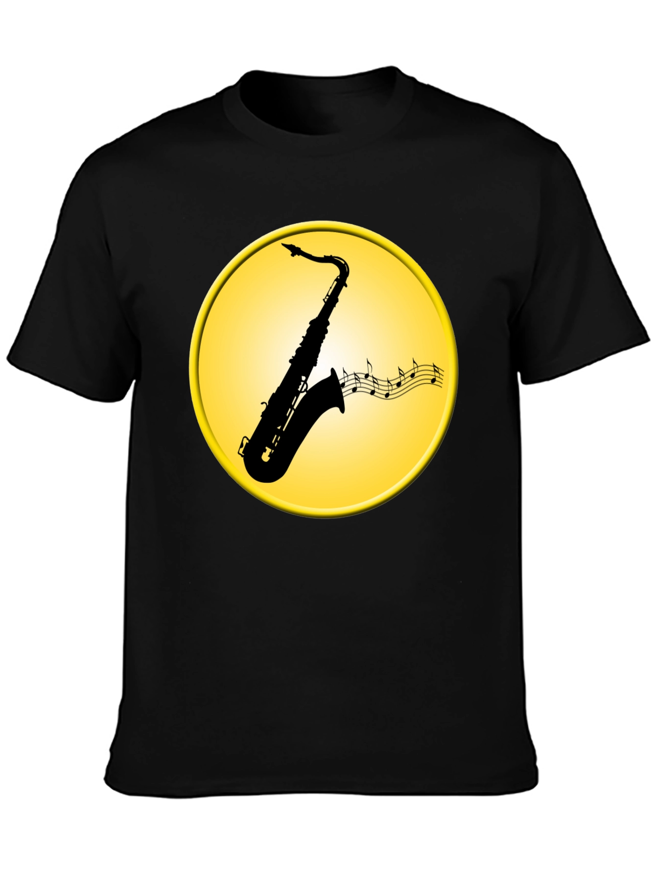 Black Saxophone Music Notes Graphic Tee view 3