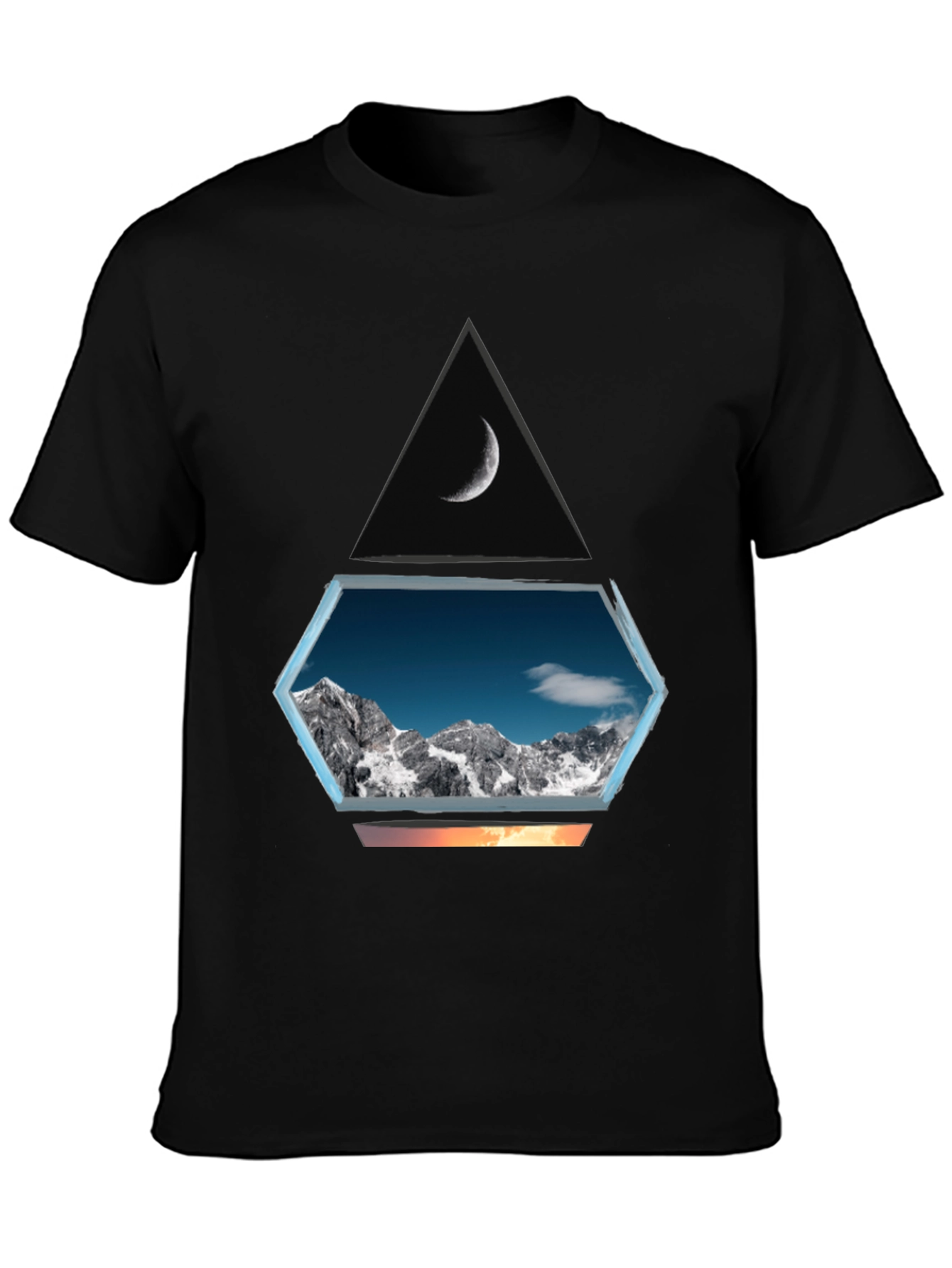 Black Mountainscape Graphic Tee - Black Cotton Blend view 3