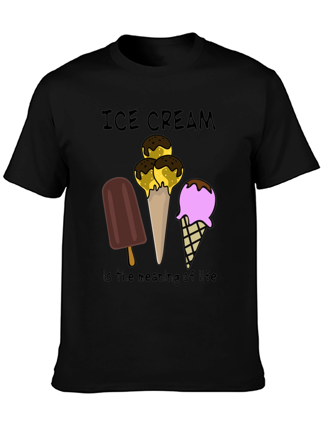 Black Ice Cream Meaning of Life T-Shirt view 3