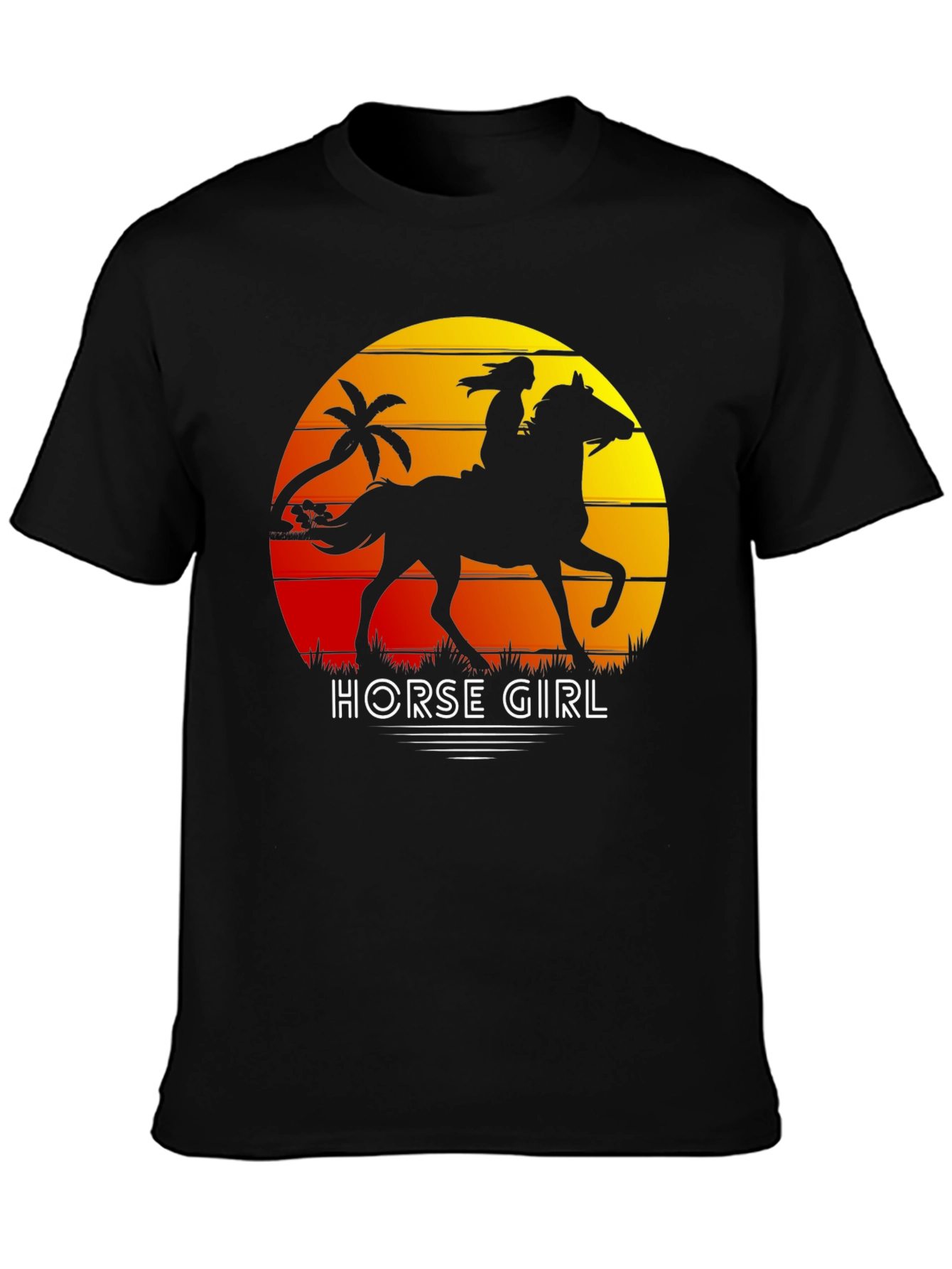 Black Horse Girl Sunset Graphic Tee view 3
