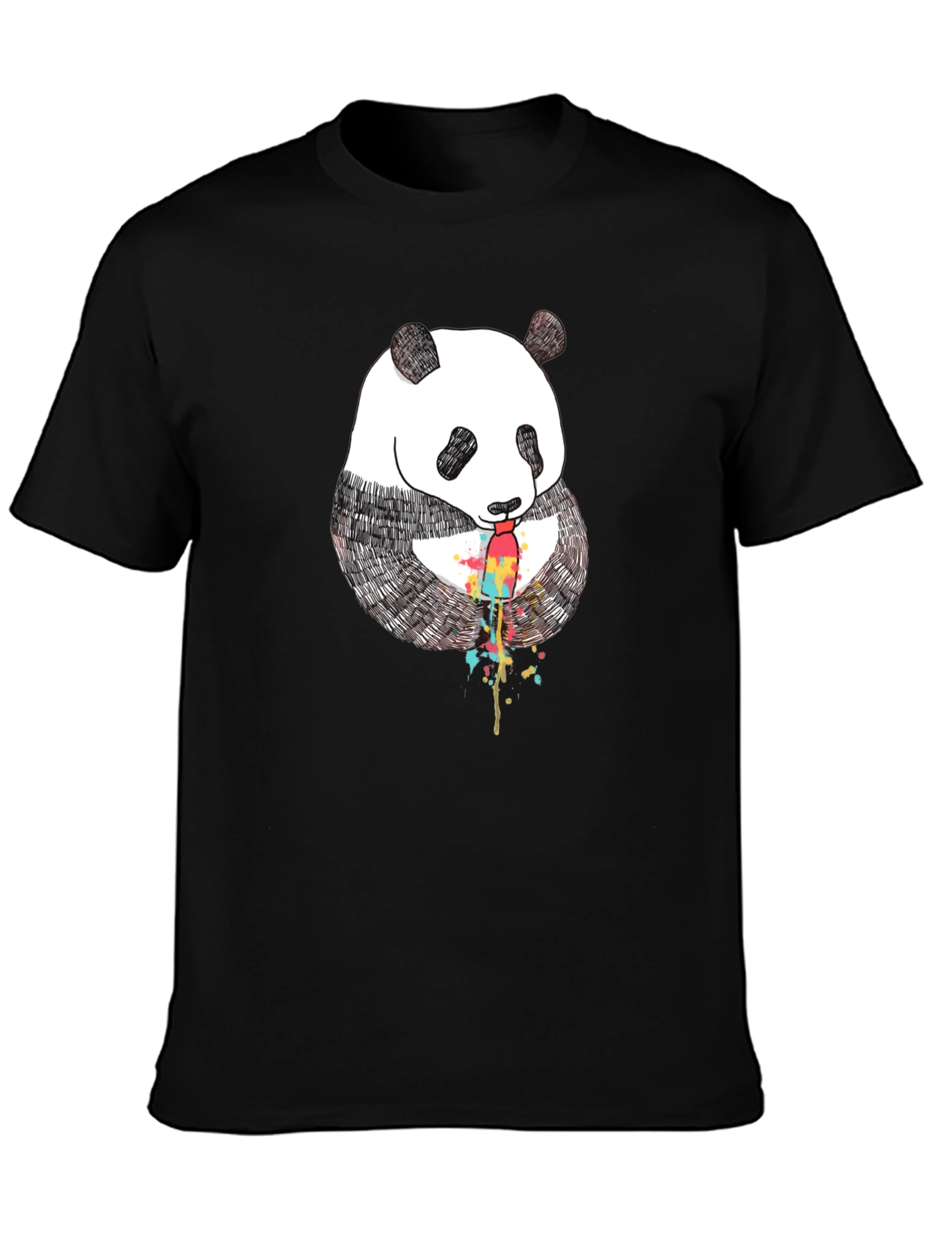 Black Panda Popsicle Graphic Tee - Black Cotton T-Shirt view 3