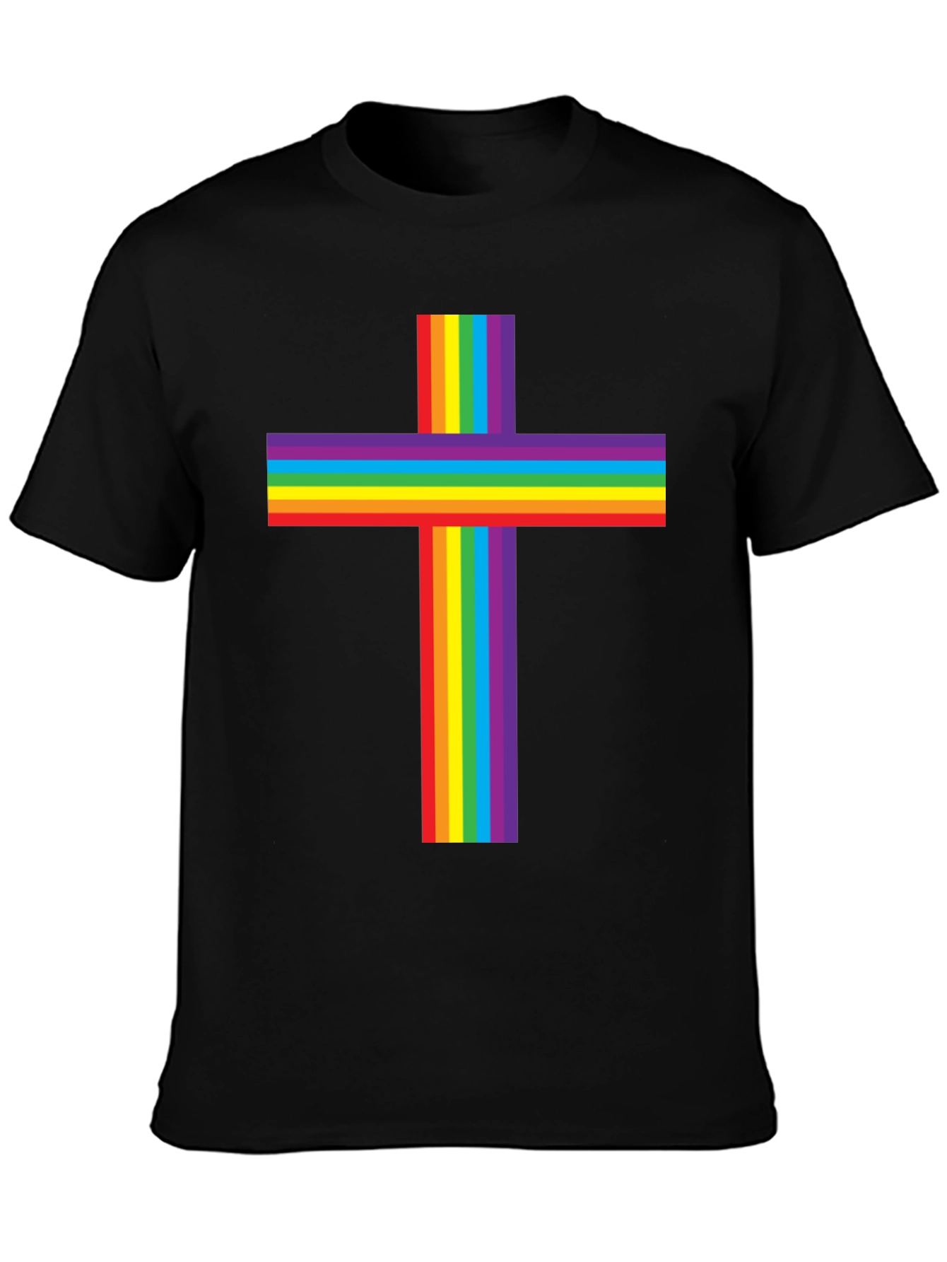 Black Rainbow Cross Graphic Tee - Pride & Faith view 3