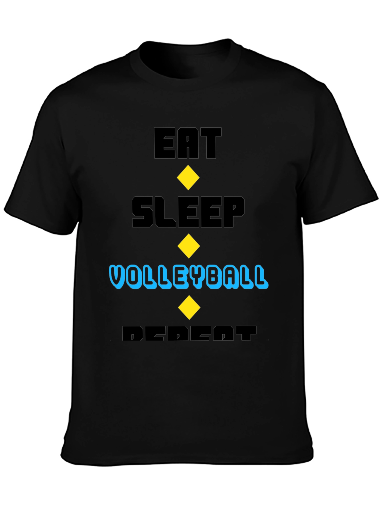 Black Eat Sleep Volleyball Repeat Black T-Shirt view 3