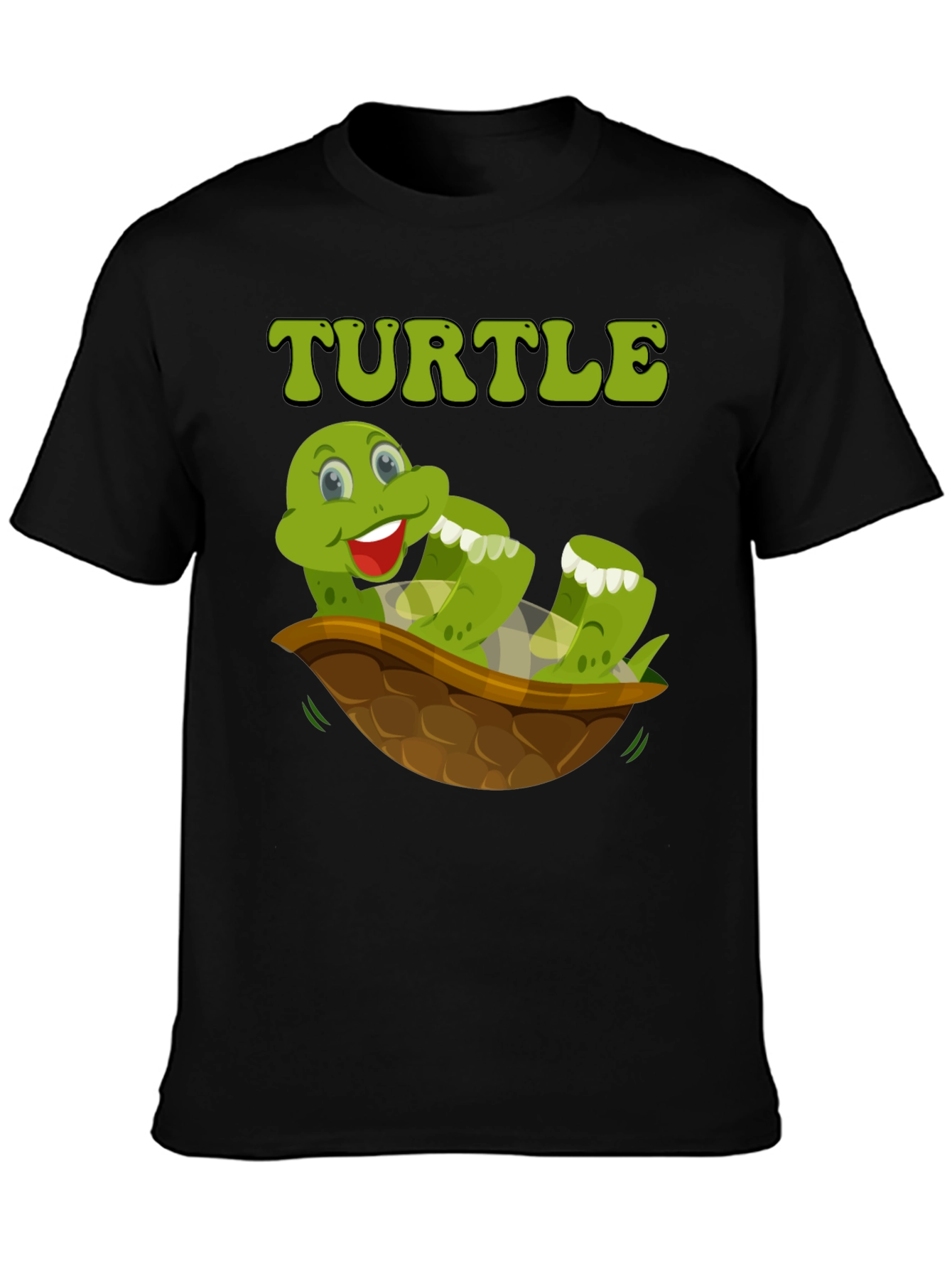 Black Funny Turtle T-Shirt - Cartoon Graphic Tee view 3