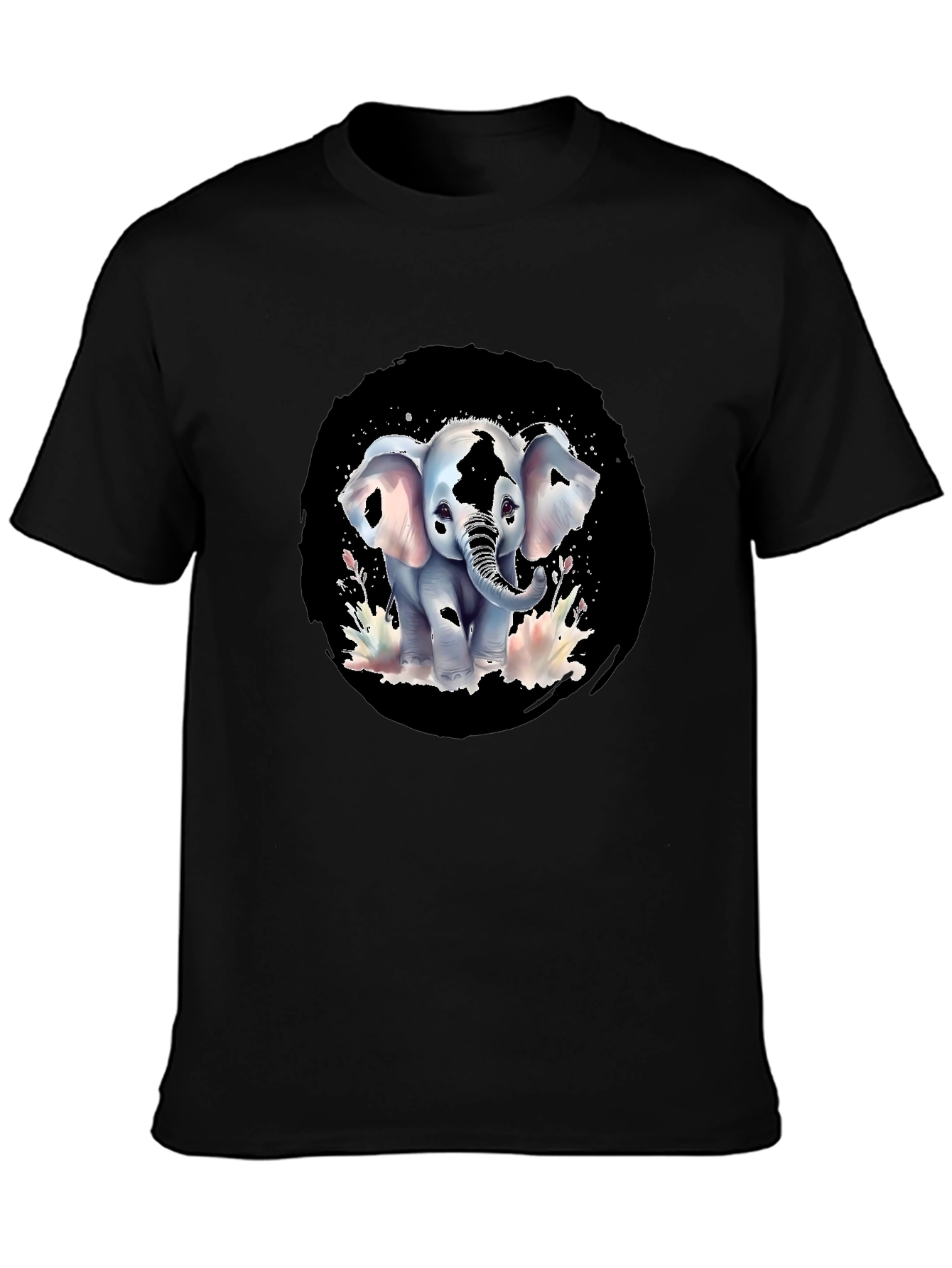 Black Elephant Graphic Print Black T-Shirt view 3