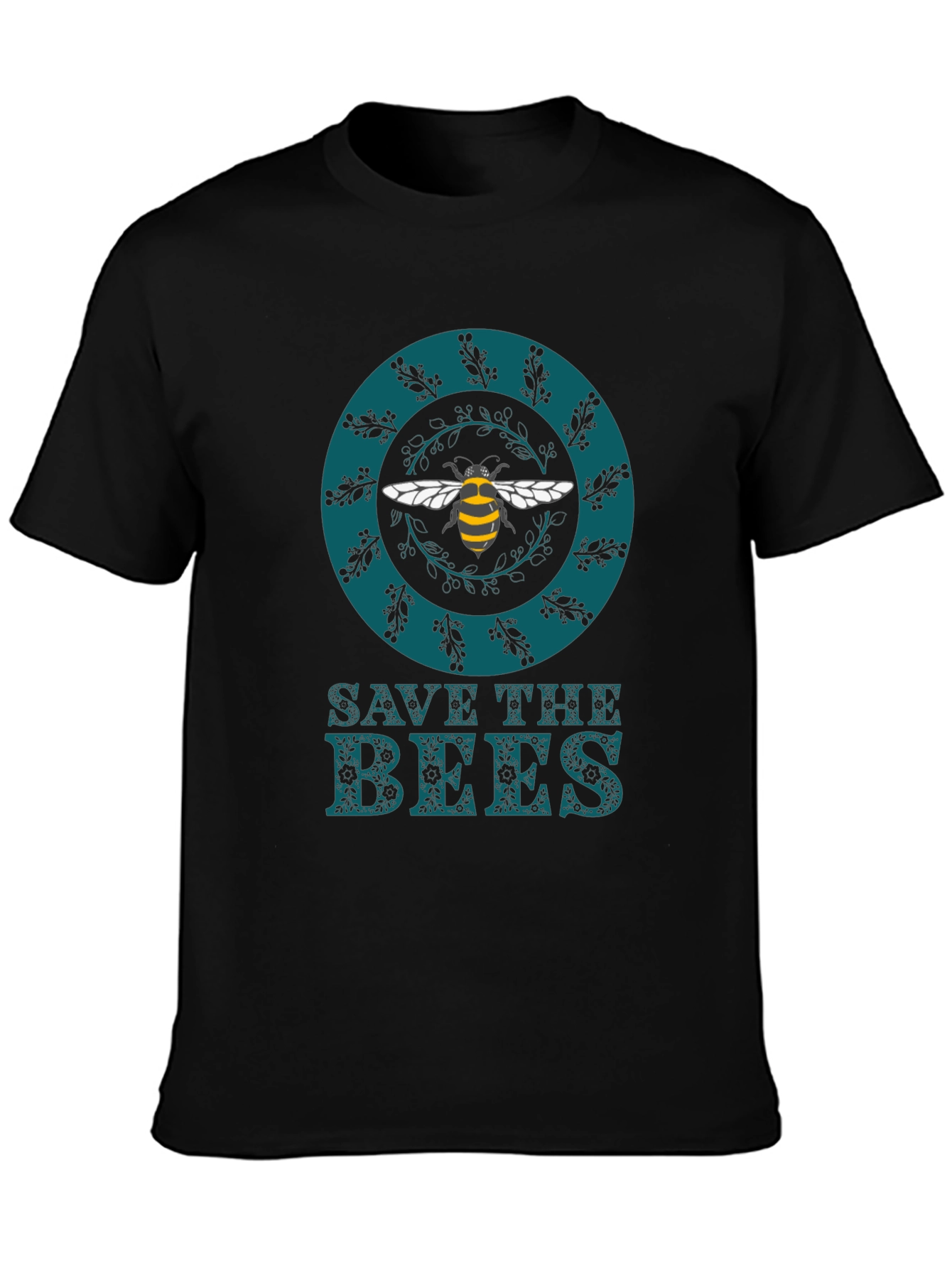 Black Save The Bees Graphic Tee - Black Cotton T-Shirt view 3