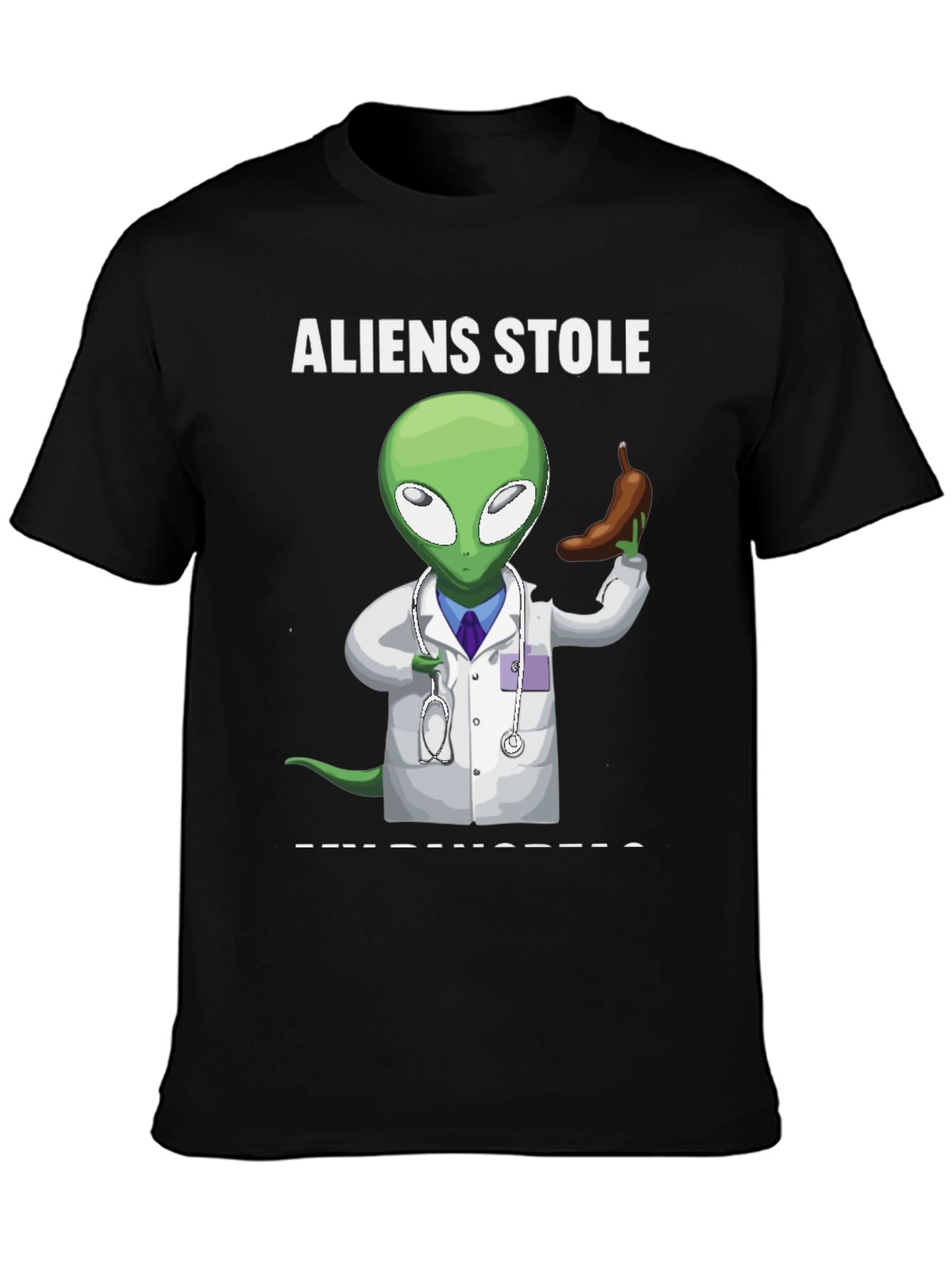 Black Aliens Stole My Pancreas Graphic T-Shirt view 3