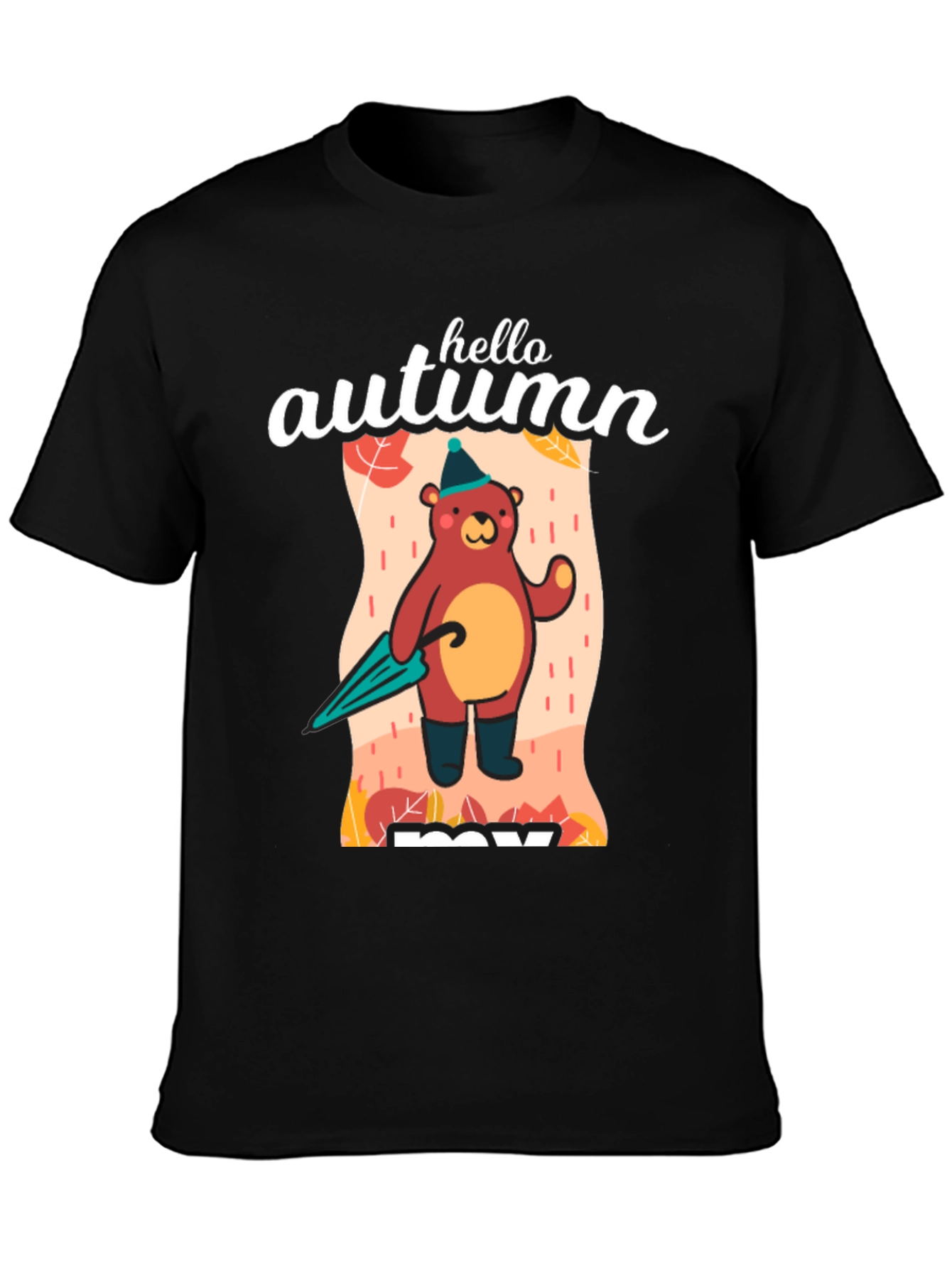 Black Hello Autumn Bear T-Shirt view 3