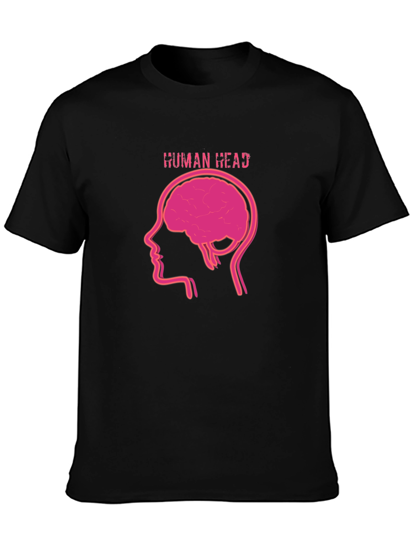 Black Human Head Brain Graphic T-Shirt - Black view 3