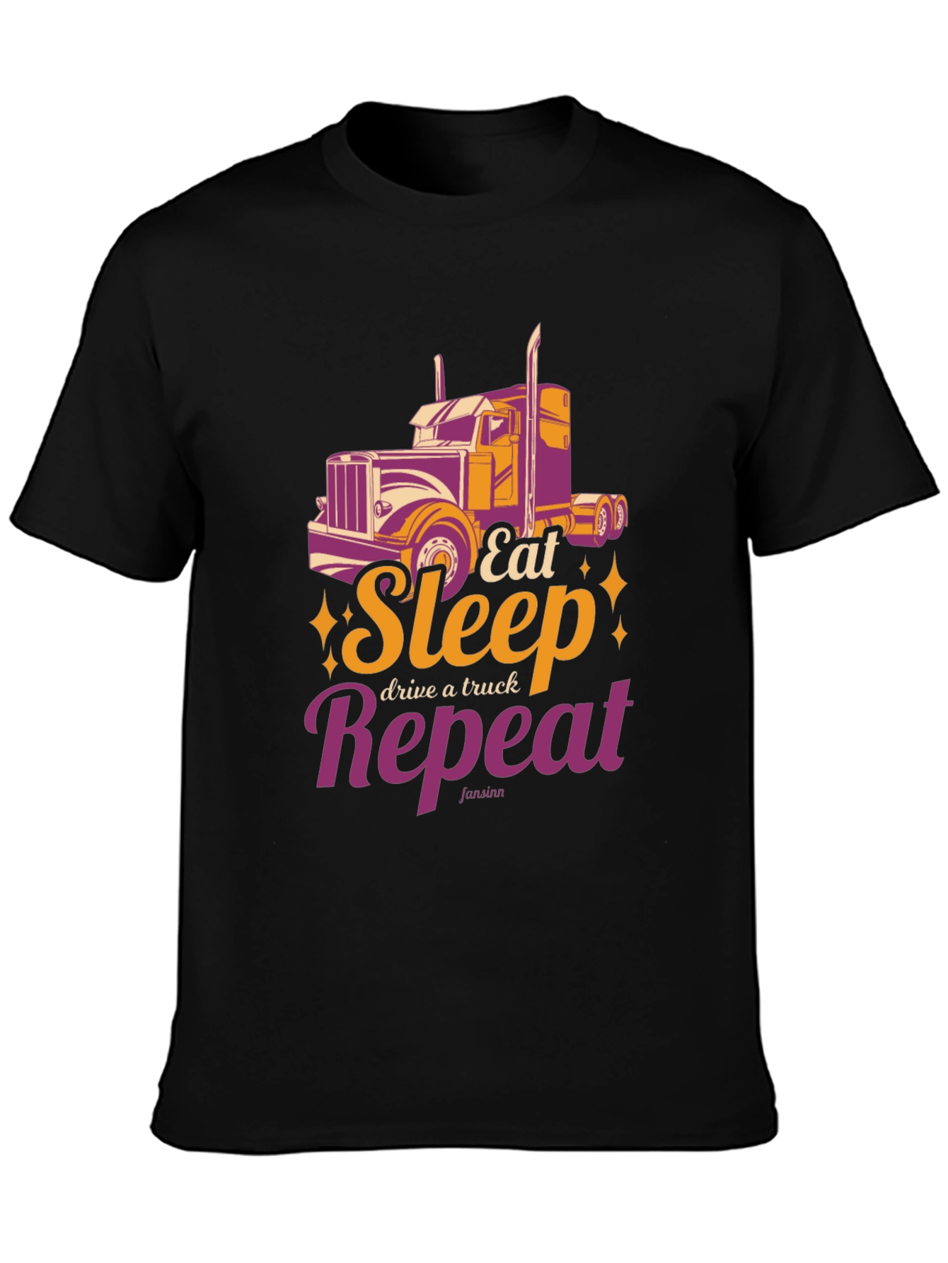 Black Trucker's T-Shirt: Eat Sleep Drive Repeat view 3