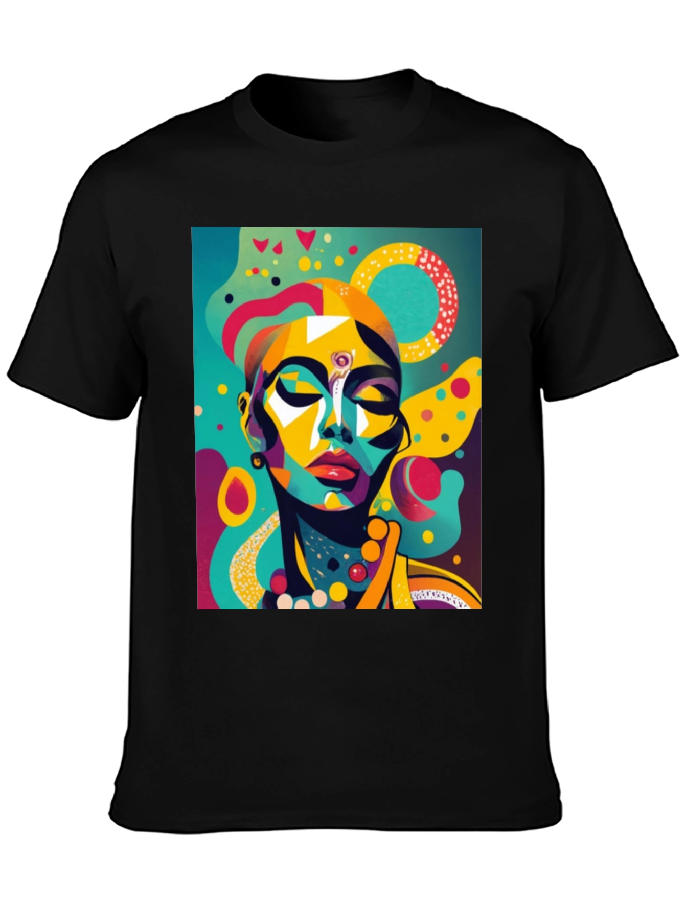 Black Abstract Art Print Tee - Modern Graphic T-Shirt view 3