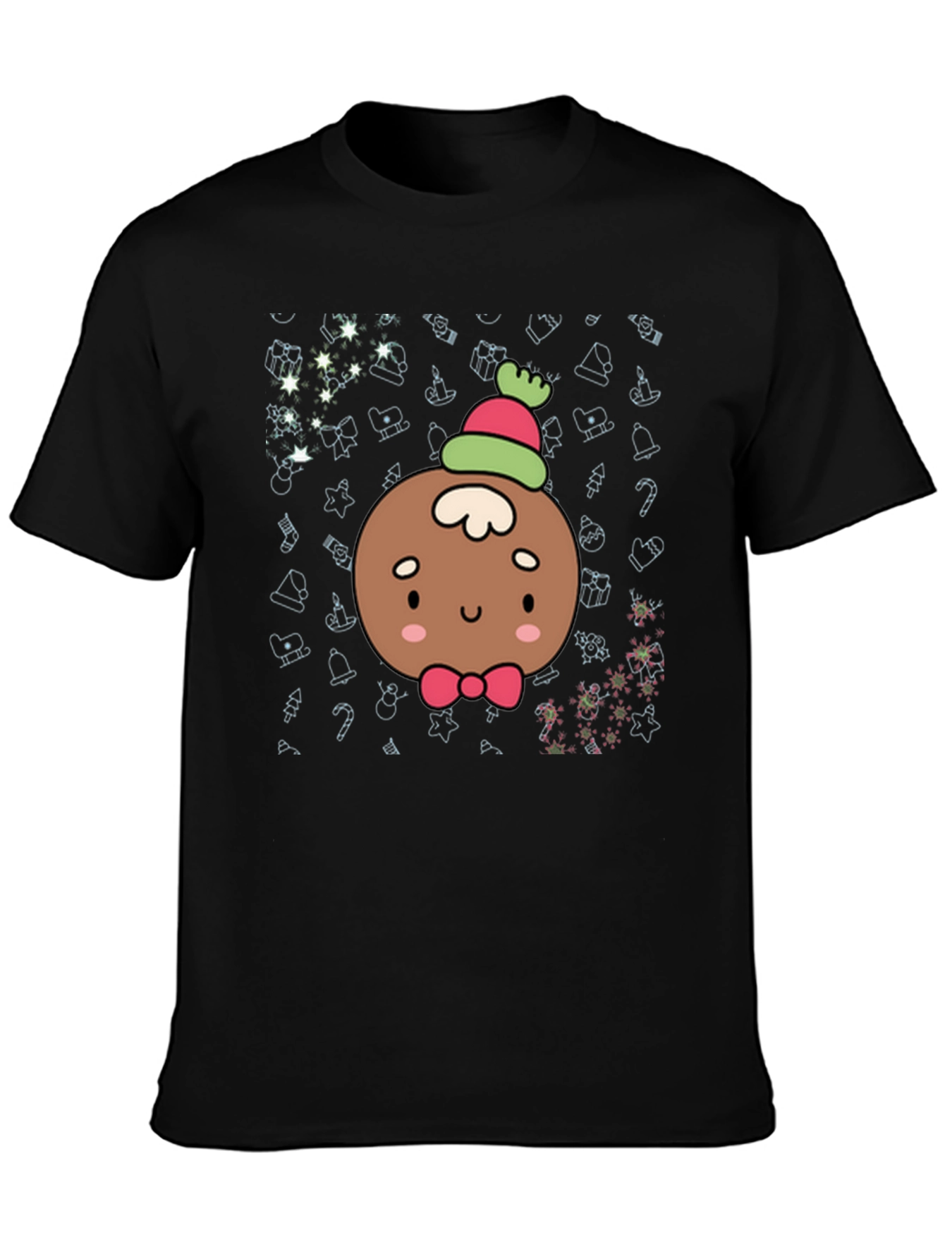 Black Festive Gingerbread Person T-Shirt view 3