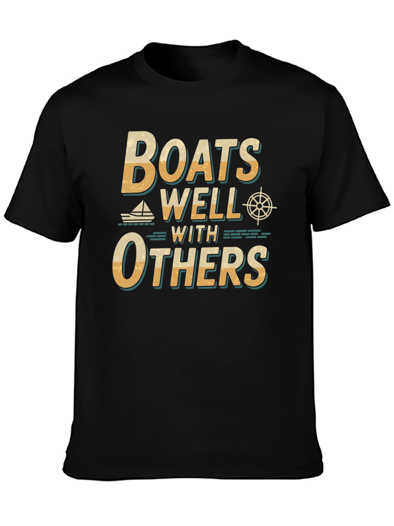 Black Boats Well With Others T-Shirt - Nautical Theme view 3