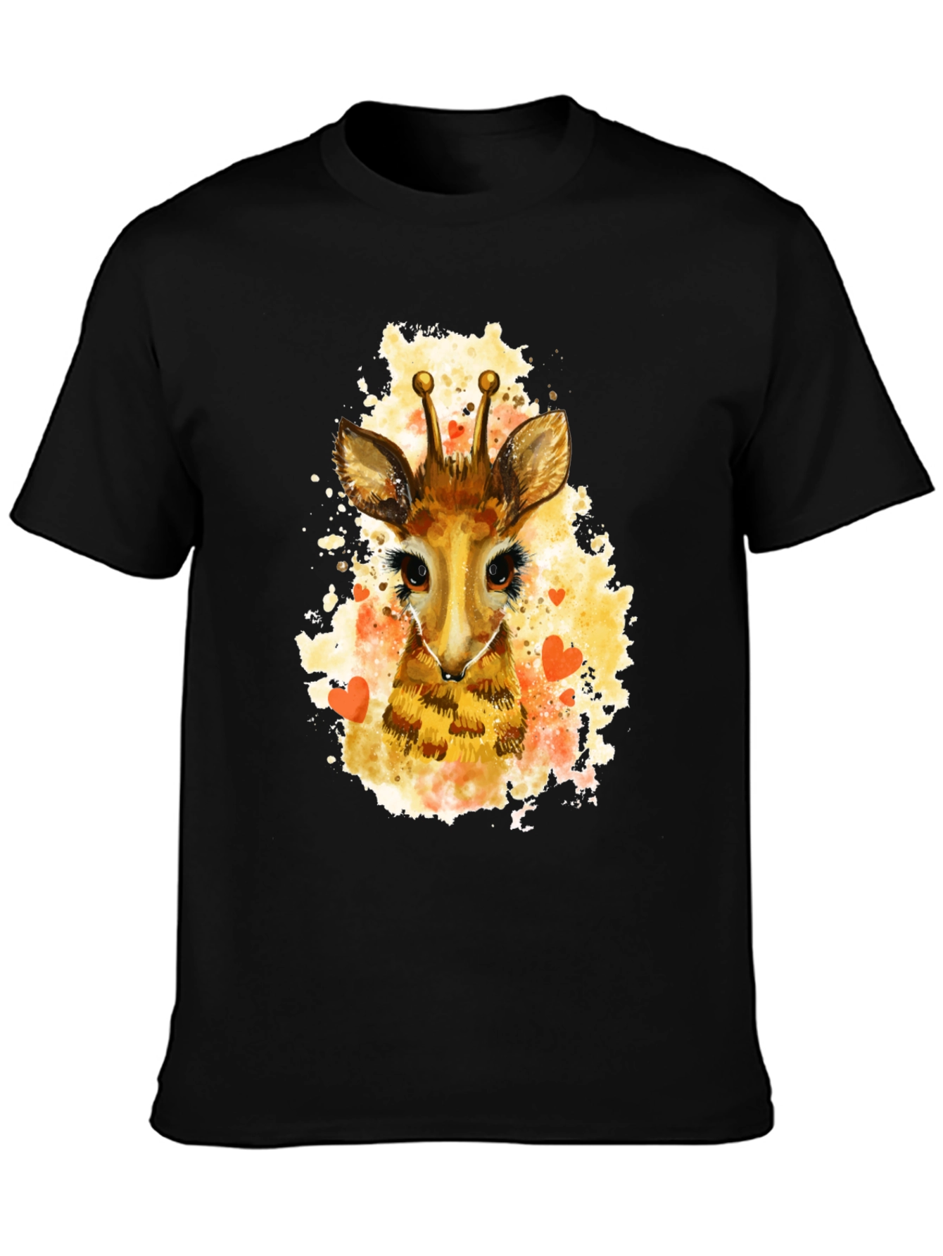 Black Giraffe Watercolor Graphic Tee view 3