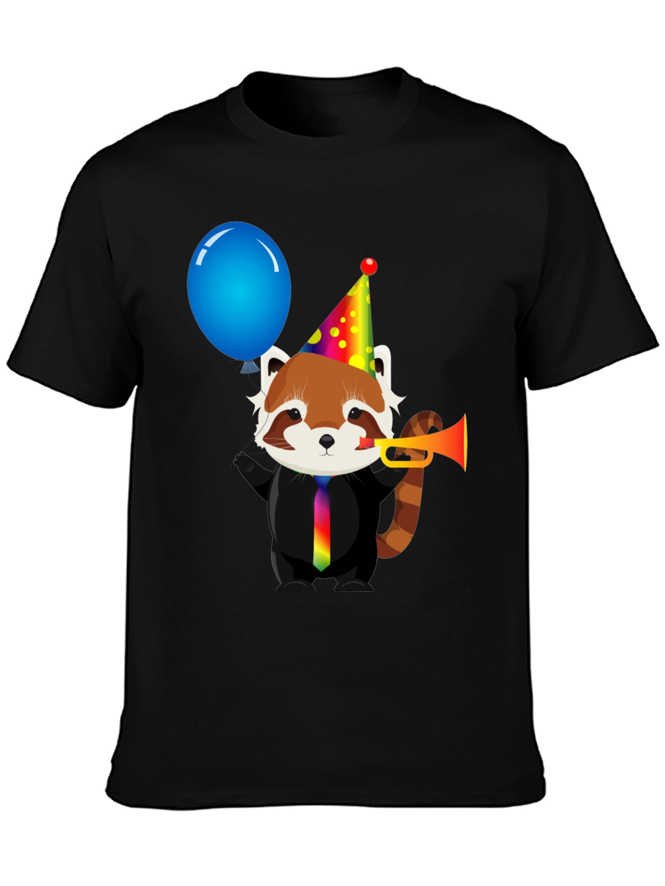 Black Party Red Panda T-Shirt - Fun & Unique Design view 3
