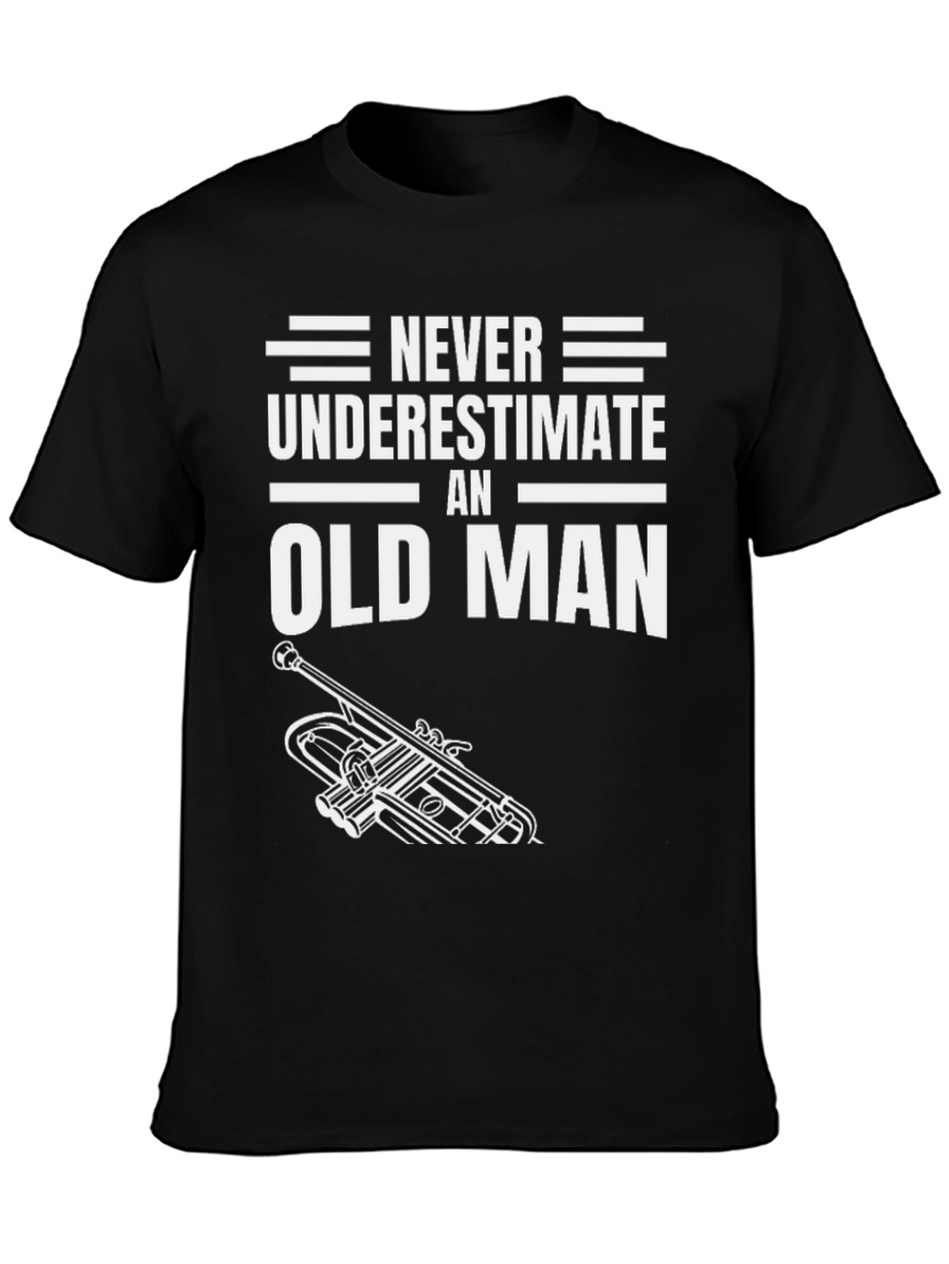 Black Never Underestimate an Old Man Trumpet T-Shirt view 3