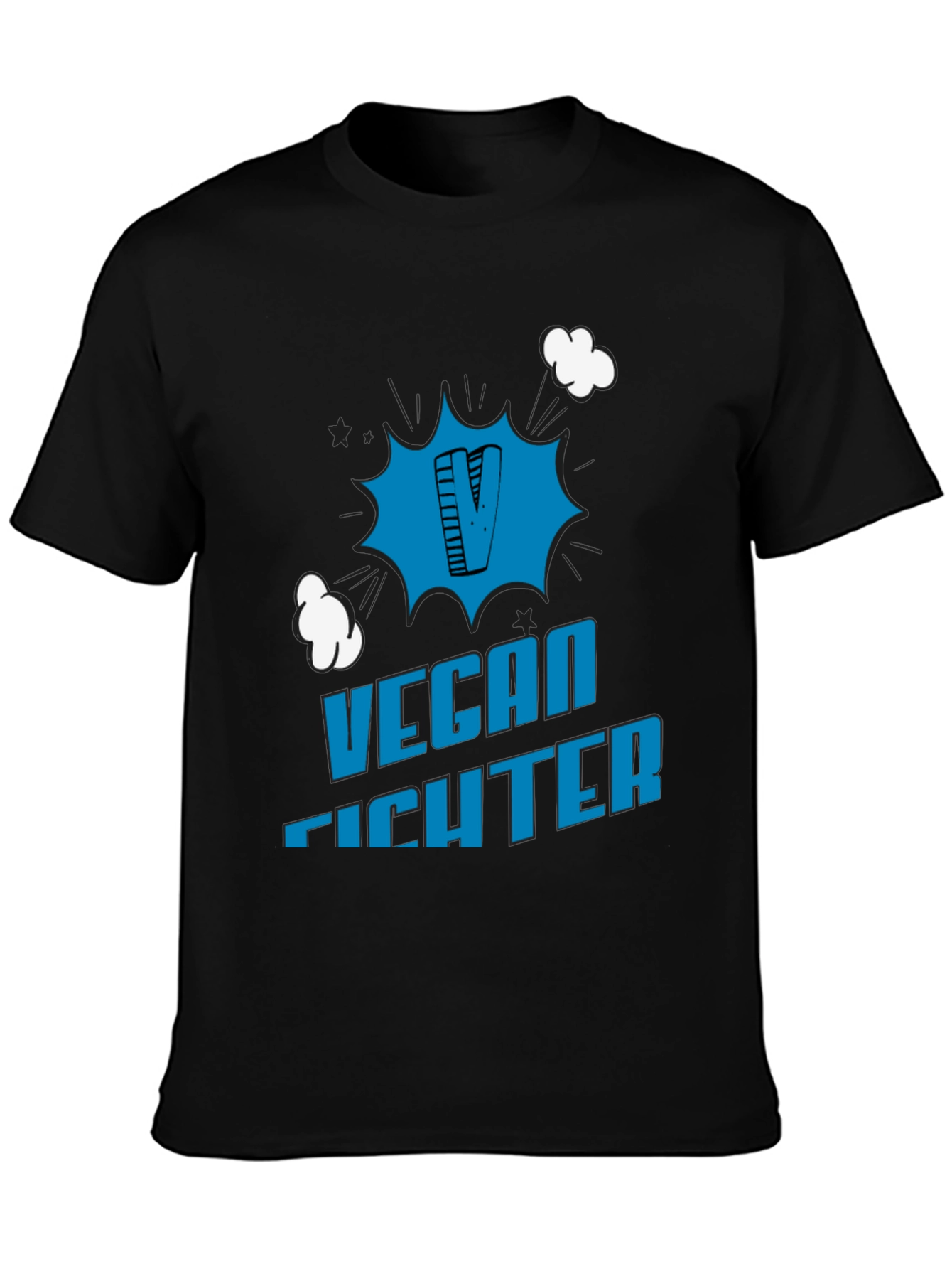 Black Vegan Fighter Graphic Tee view 3