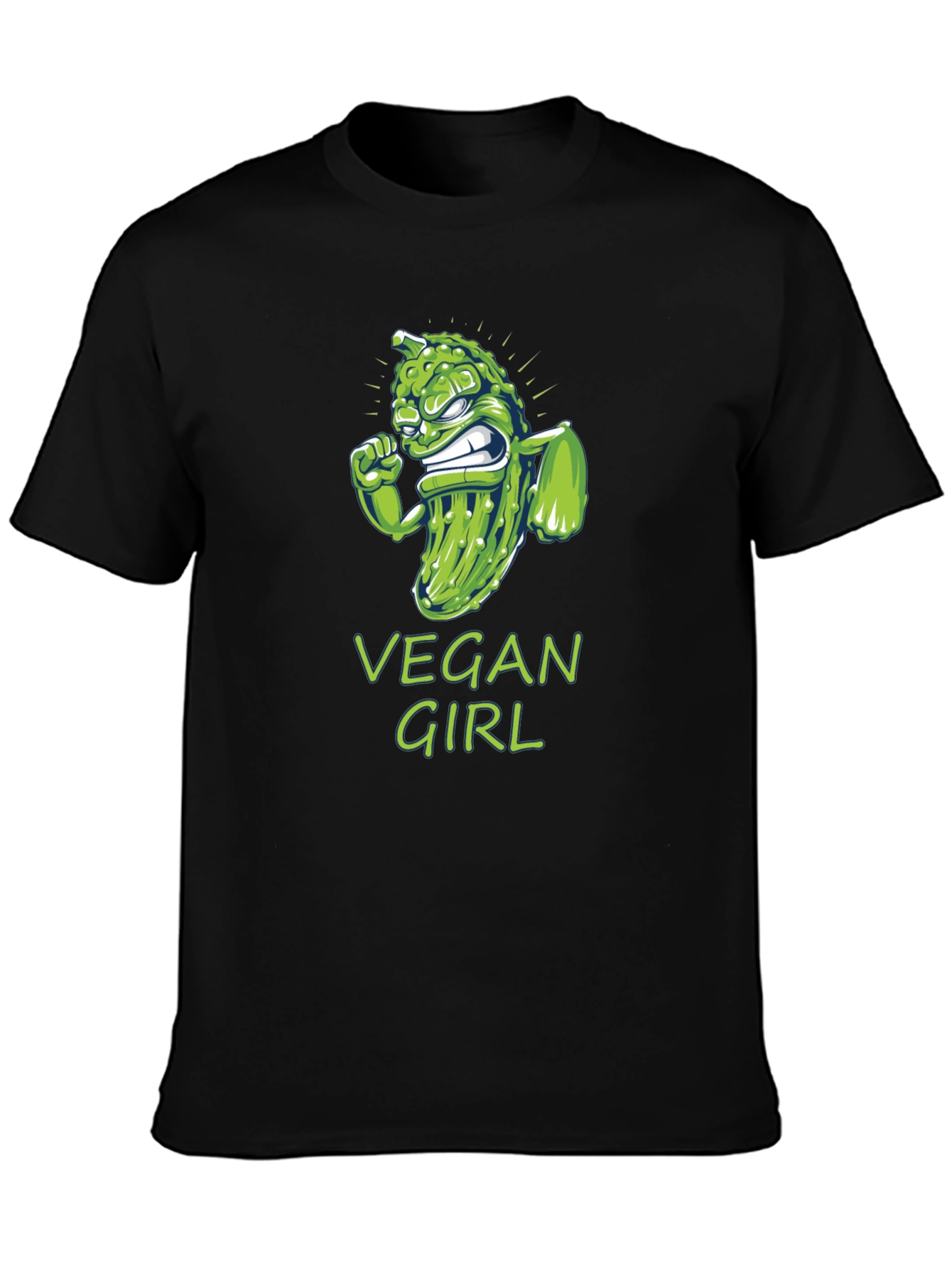 Black Vegan Girl T-Shirt Funny Pickle Design view 3