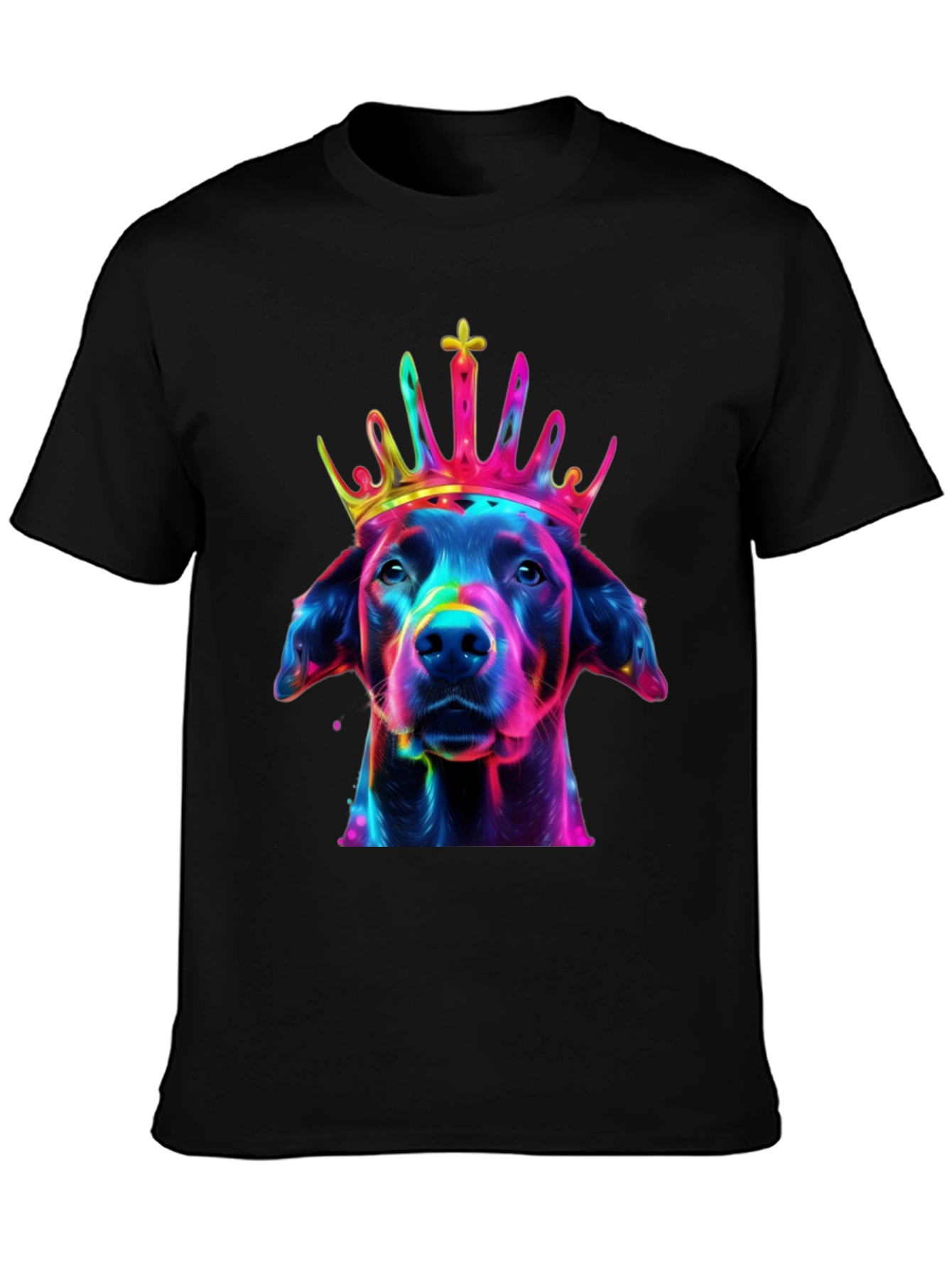 Black Dog King T-Shirt - Vivid Graphic Print view 3