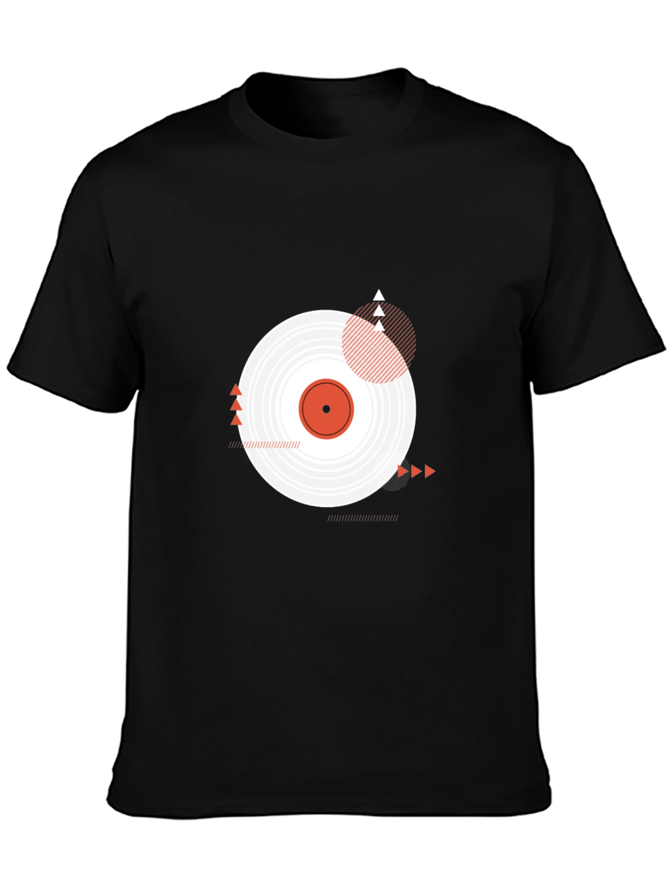 Black Vinyl Record Graphic Tee - Modern Black T-Shirt view 3
